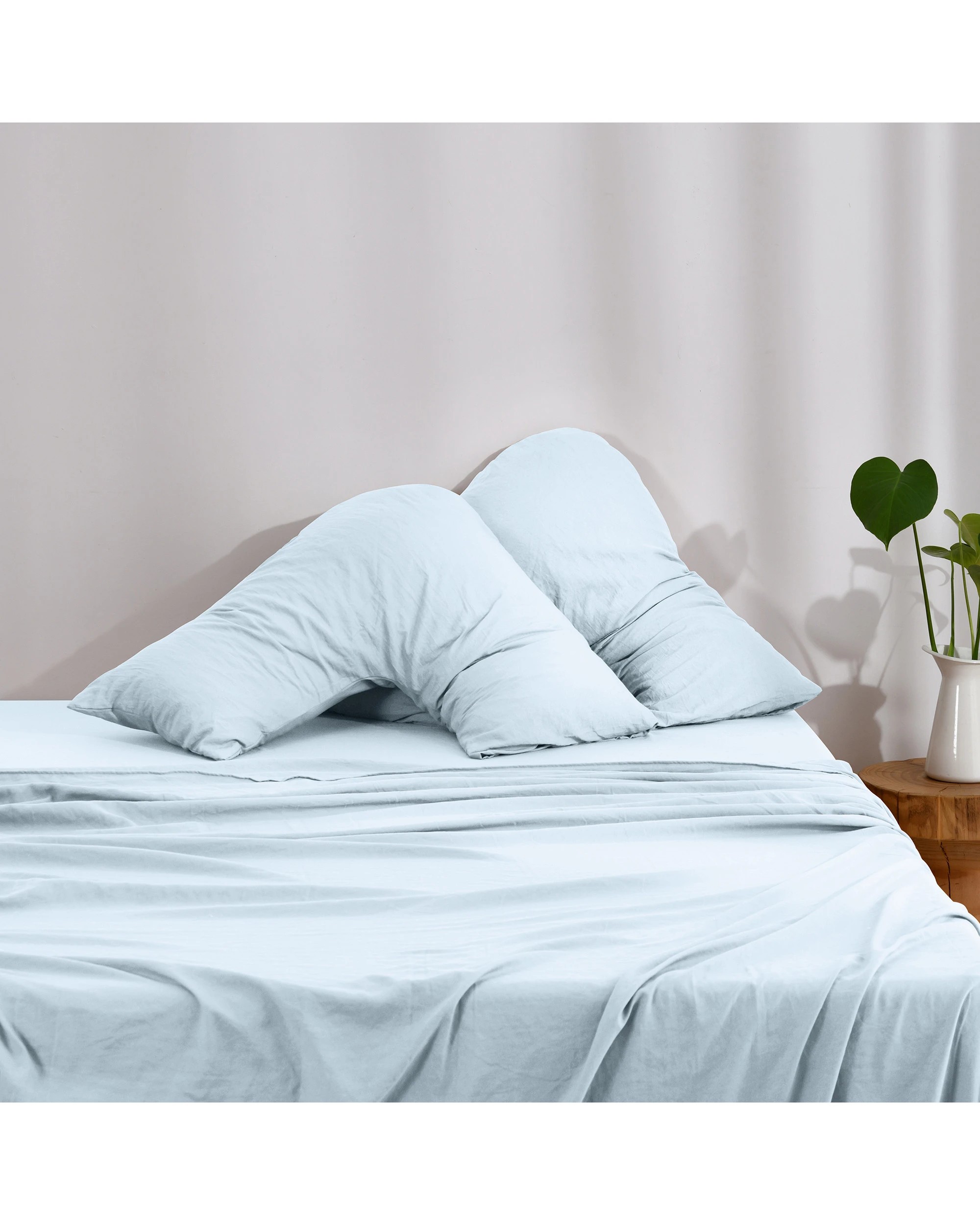 1 Dreamaker Superfine Washed Microfibre V-Shape Pillowcase Twin Pack - Ice Blue, 1 of 5