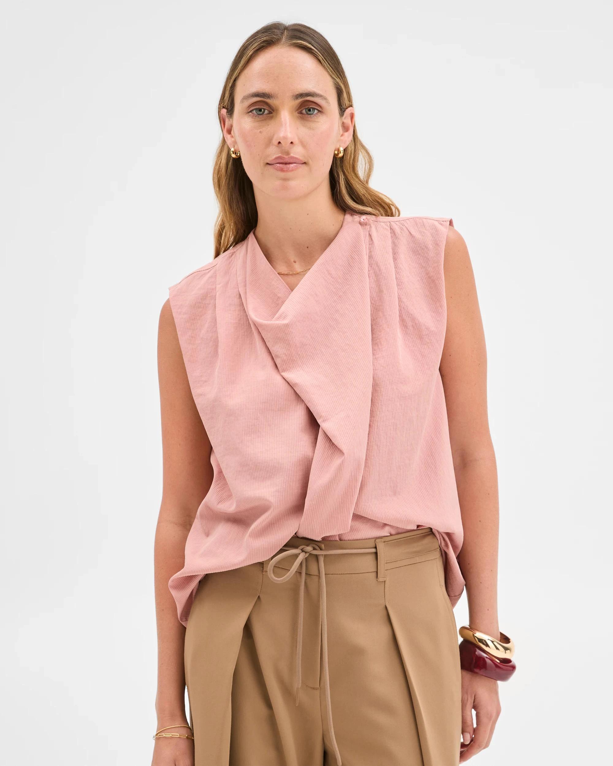 5 Target Sleeveless Scarf Draped Front Blouse BLUSH PINK, 5 of 7