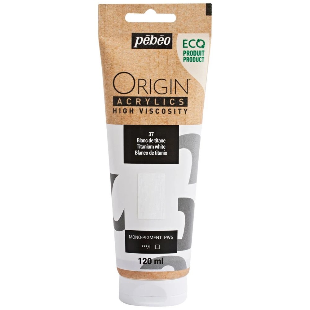 2 Pebeo Origin Acrylic Paint 120mL Titanium White, 2 of 3