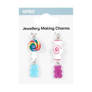 4 Piece Jewellery Making Charms - Candy