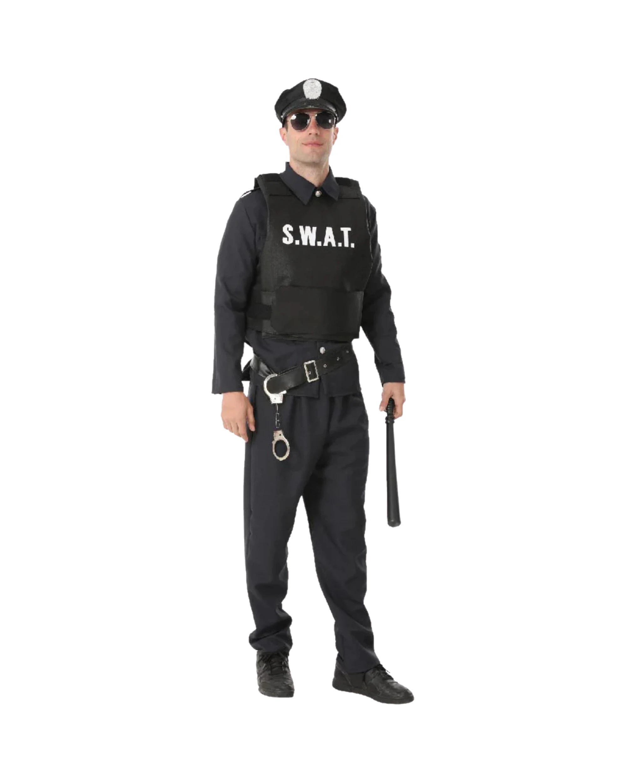 1 Party Planet Adult SWAT Vest Costume - ONE SIZE - Black, 1 of 3