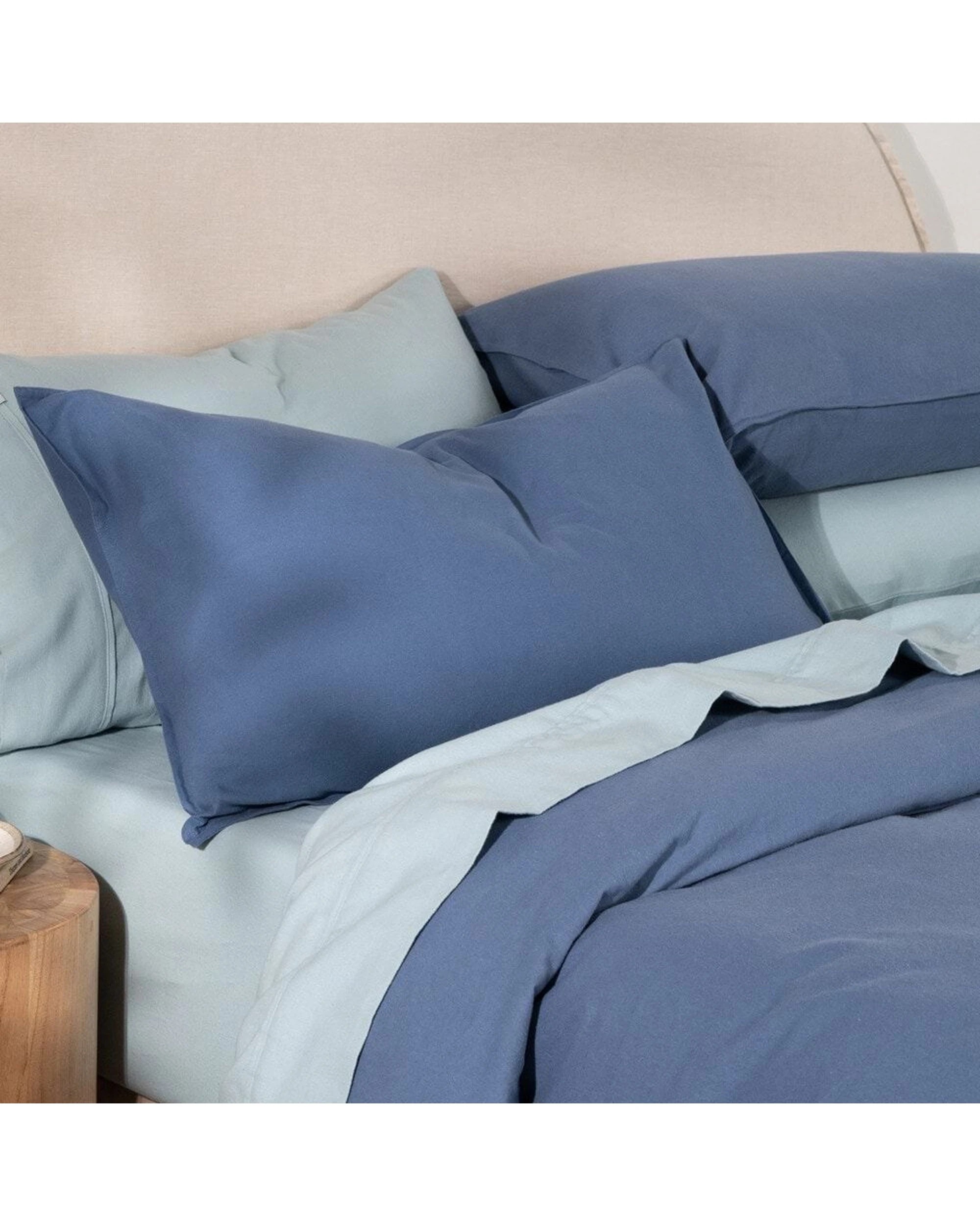 4 Canningvale Cozi Cotton Flannelette Fitted Sheet With Pillowcase Set Seafoam - Queen Bed - Blue, 4 of 5