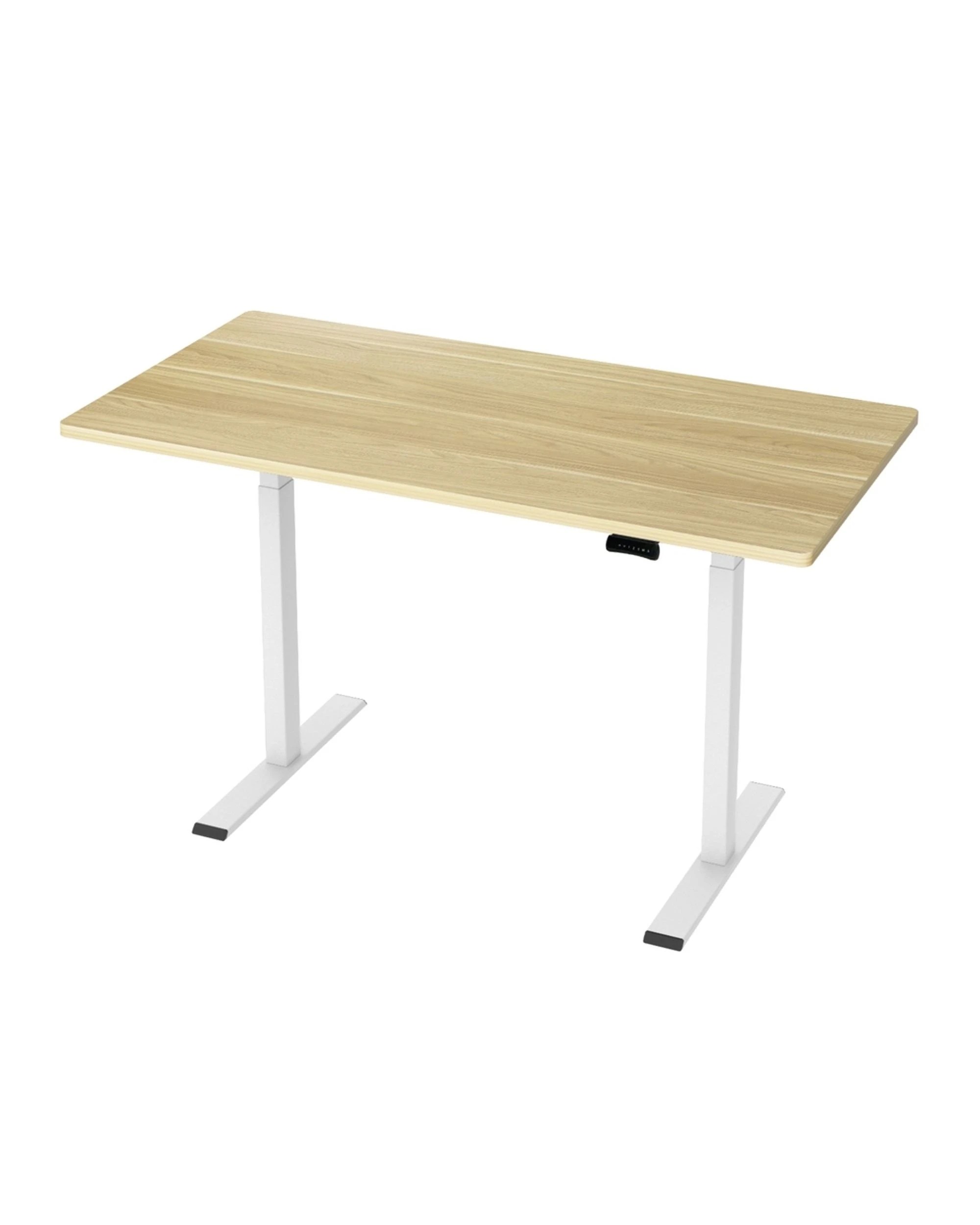 1 Artiss Standing Desk Motorised Dual Motor 140CM  Oak - Brown, 1 of 7