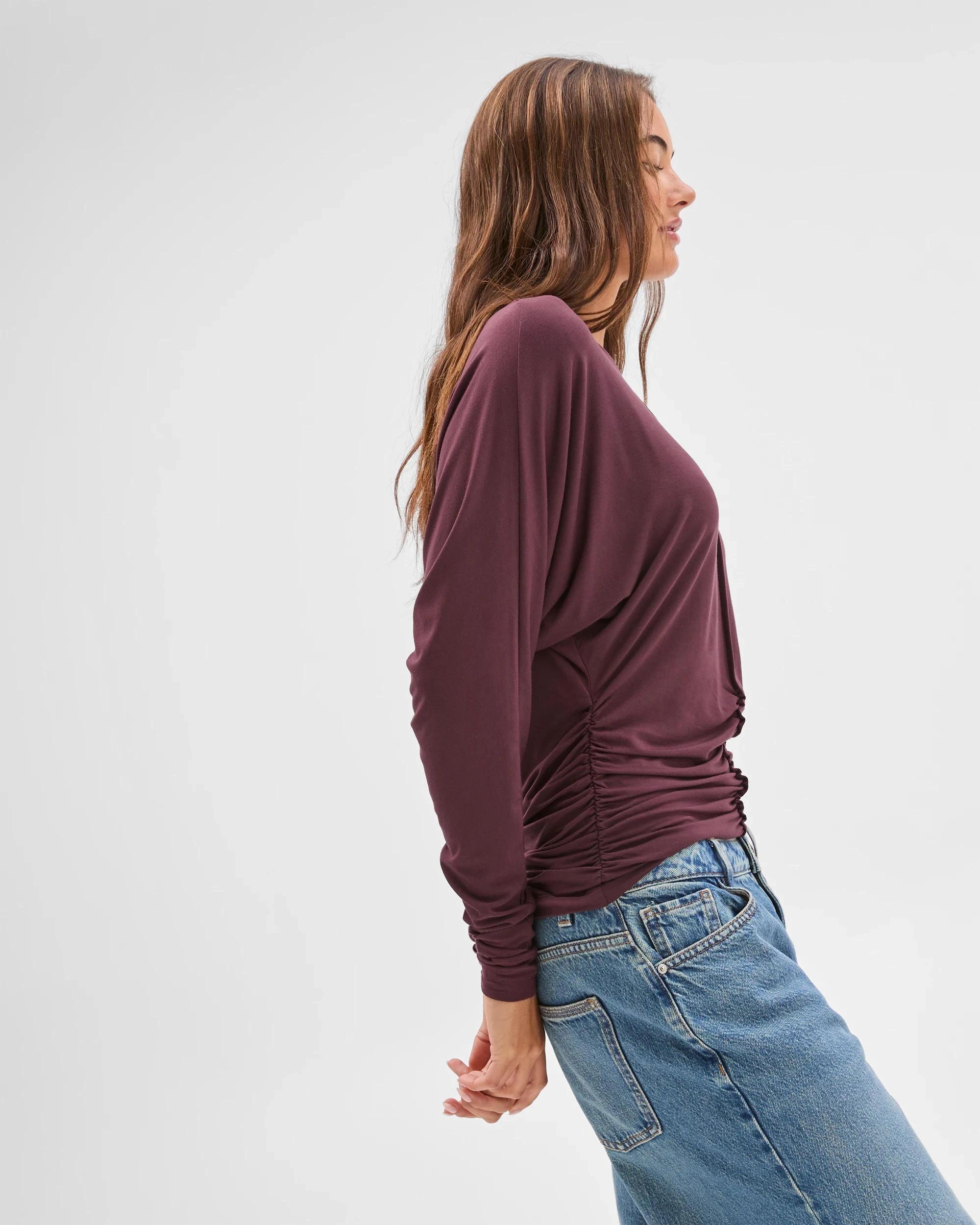 4 Lily Loves Long Dolman Sleeve Top FUDGE, 4 of 4