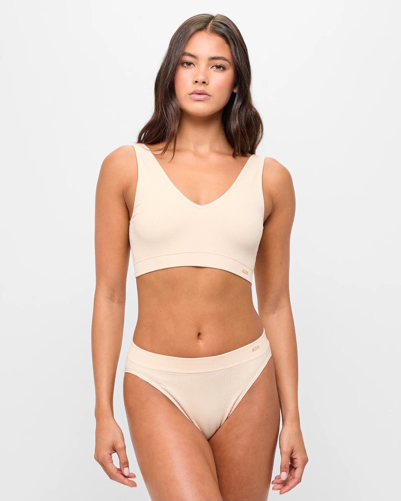 2 Ribbed Seamfree 90's High Cut Brazilian Briefs - Lily Loves SHELL, 2 of 4