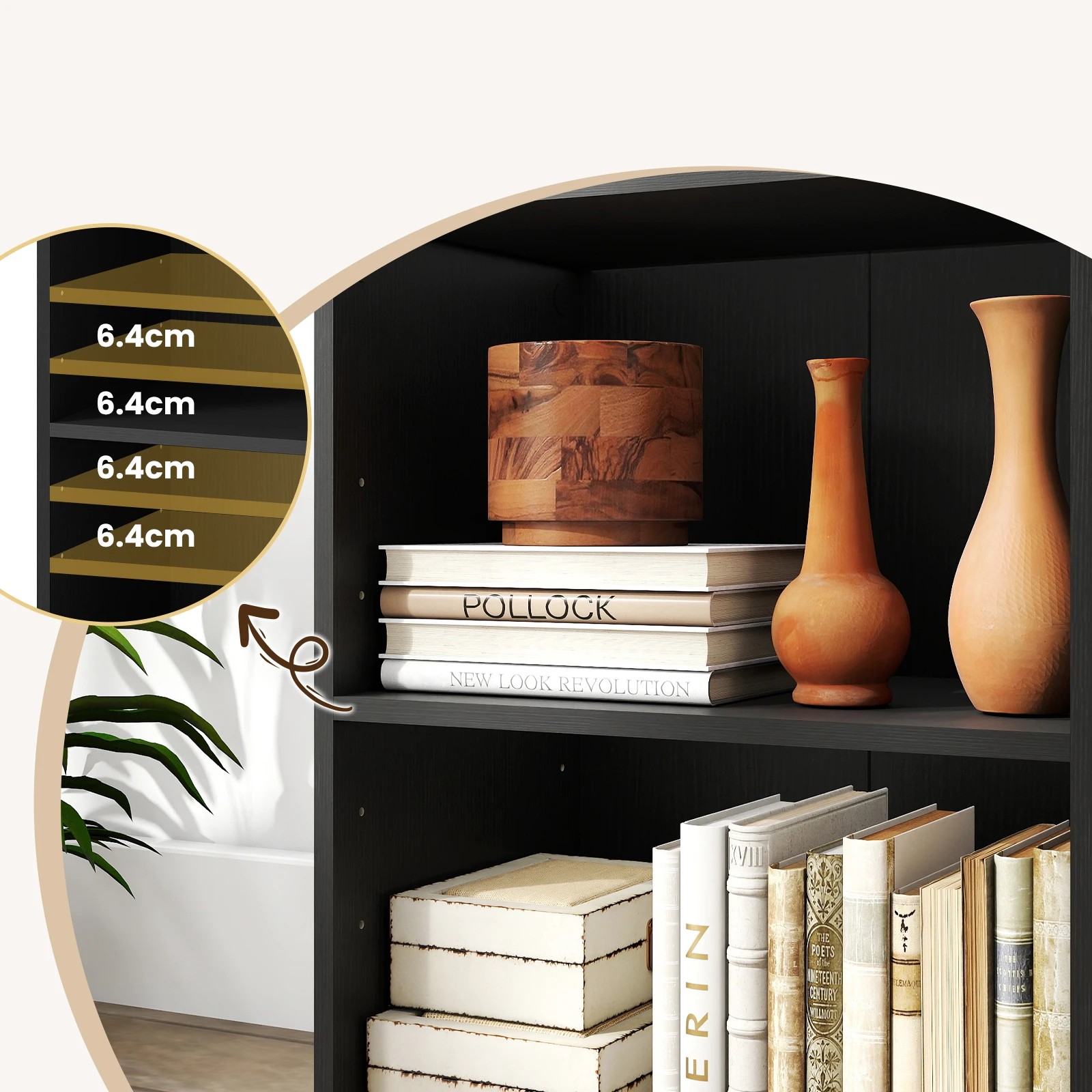 3 Costway 2-Cube Bookshelf Cubby Storage Organizer Display Shelf w/5-Position Adjustable Shelf - Black, 3 of 5