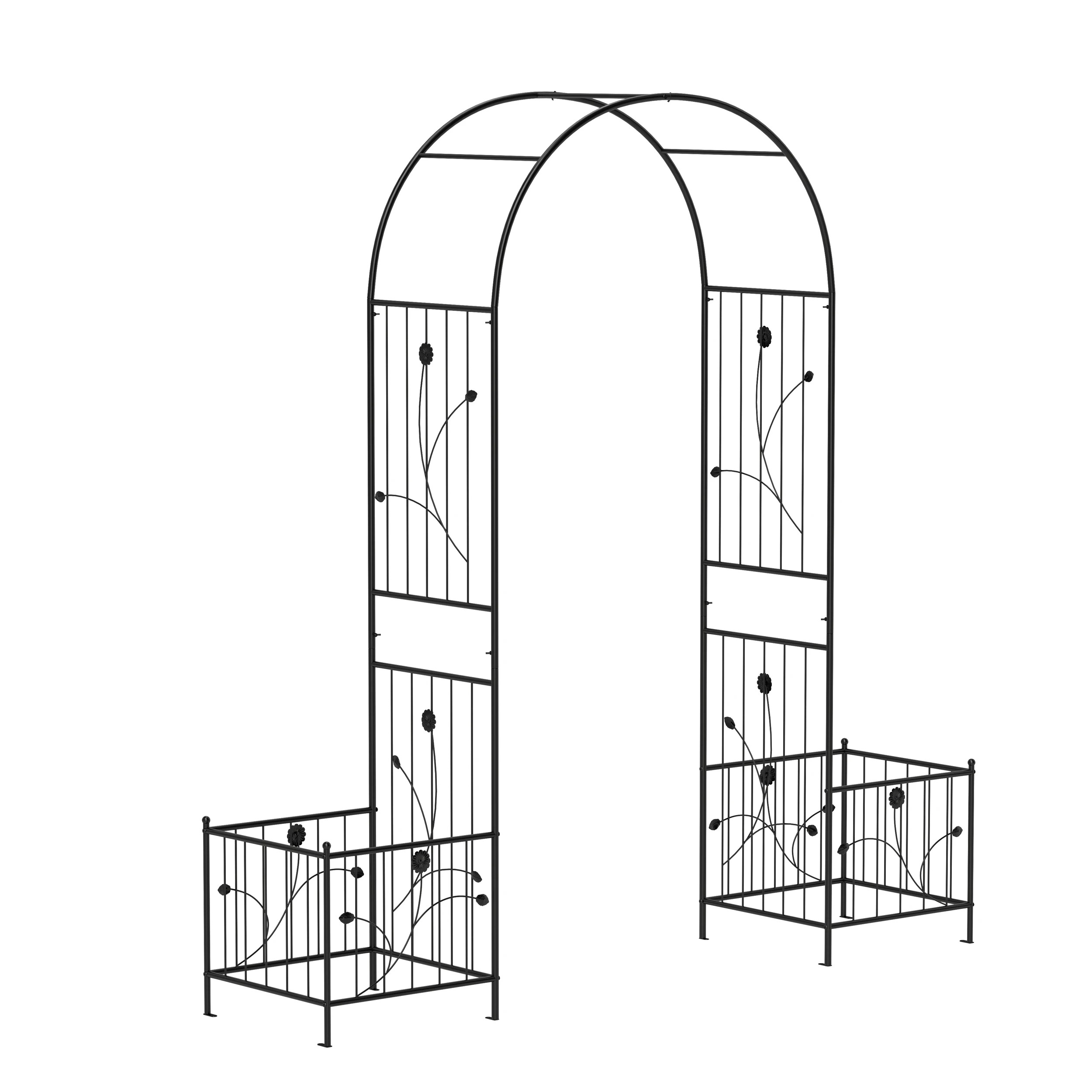 1 Costway Dome & Flower Shaped Garden Iron Arch Climbing Trellis w/Wrought Gate, 1 of 1