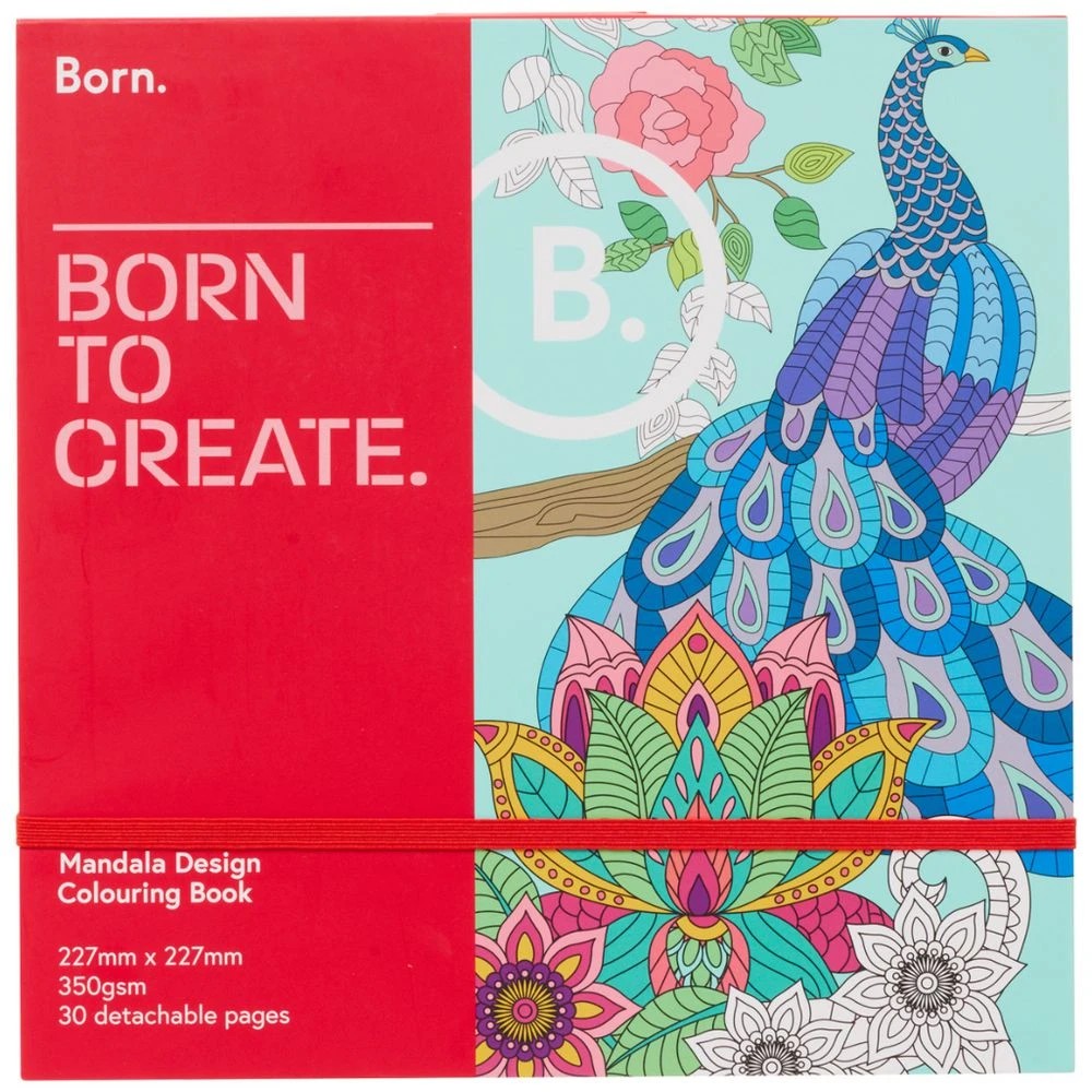 1 Born 9x9" Adult Colouring Book Mandala, 1 of 4