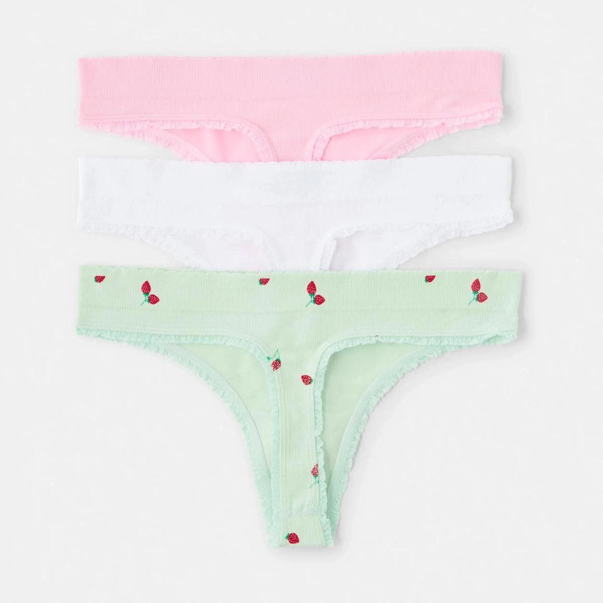 2 3 Pack Seamfree Rib G-String Briefs BERRY, WHITE, PINK LADY, 2 of 7