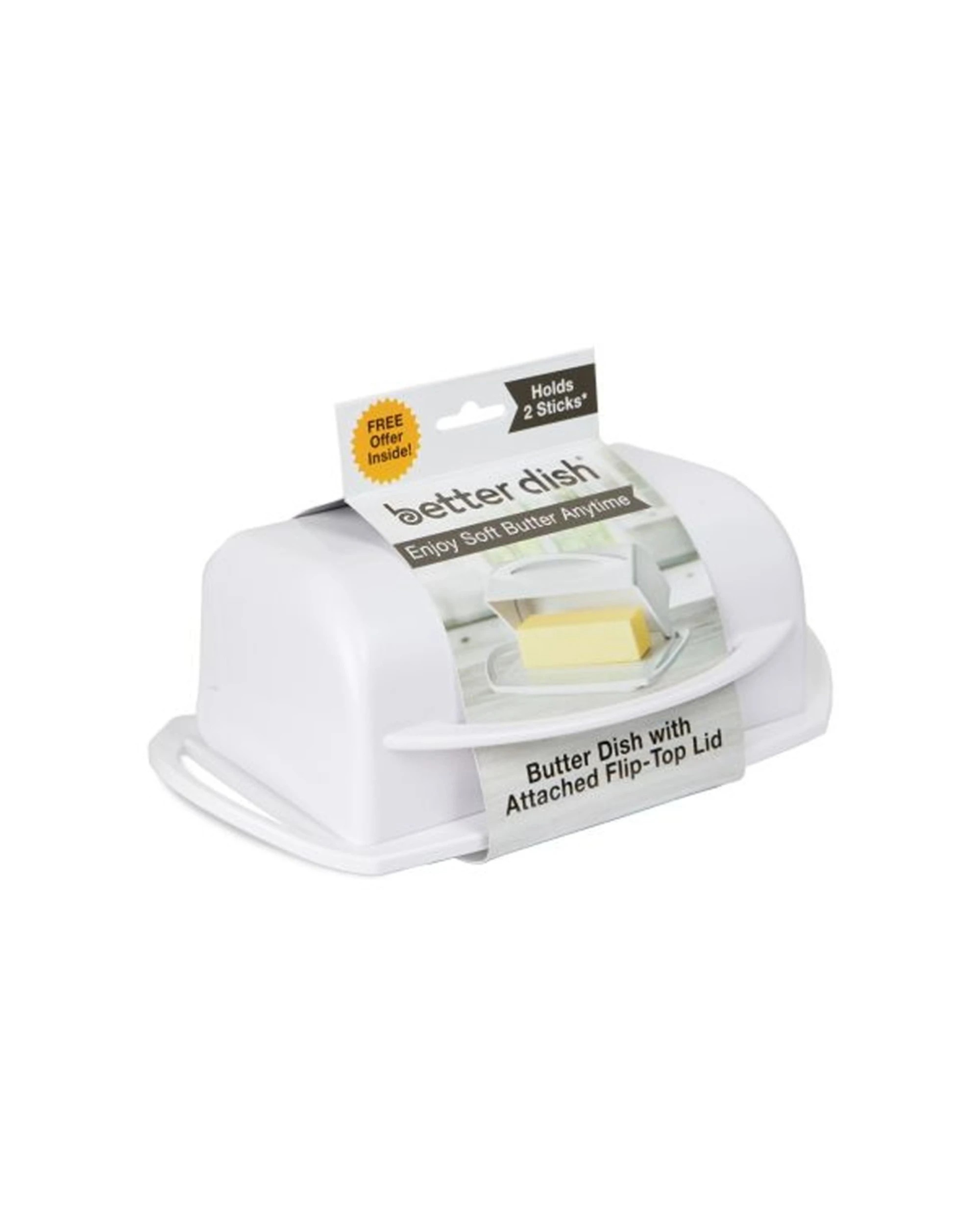 4 Better Dish Flip Top Butter Dish Kitchen Storage 250g Capacity - White, 4 of 4