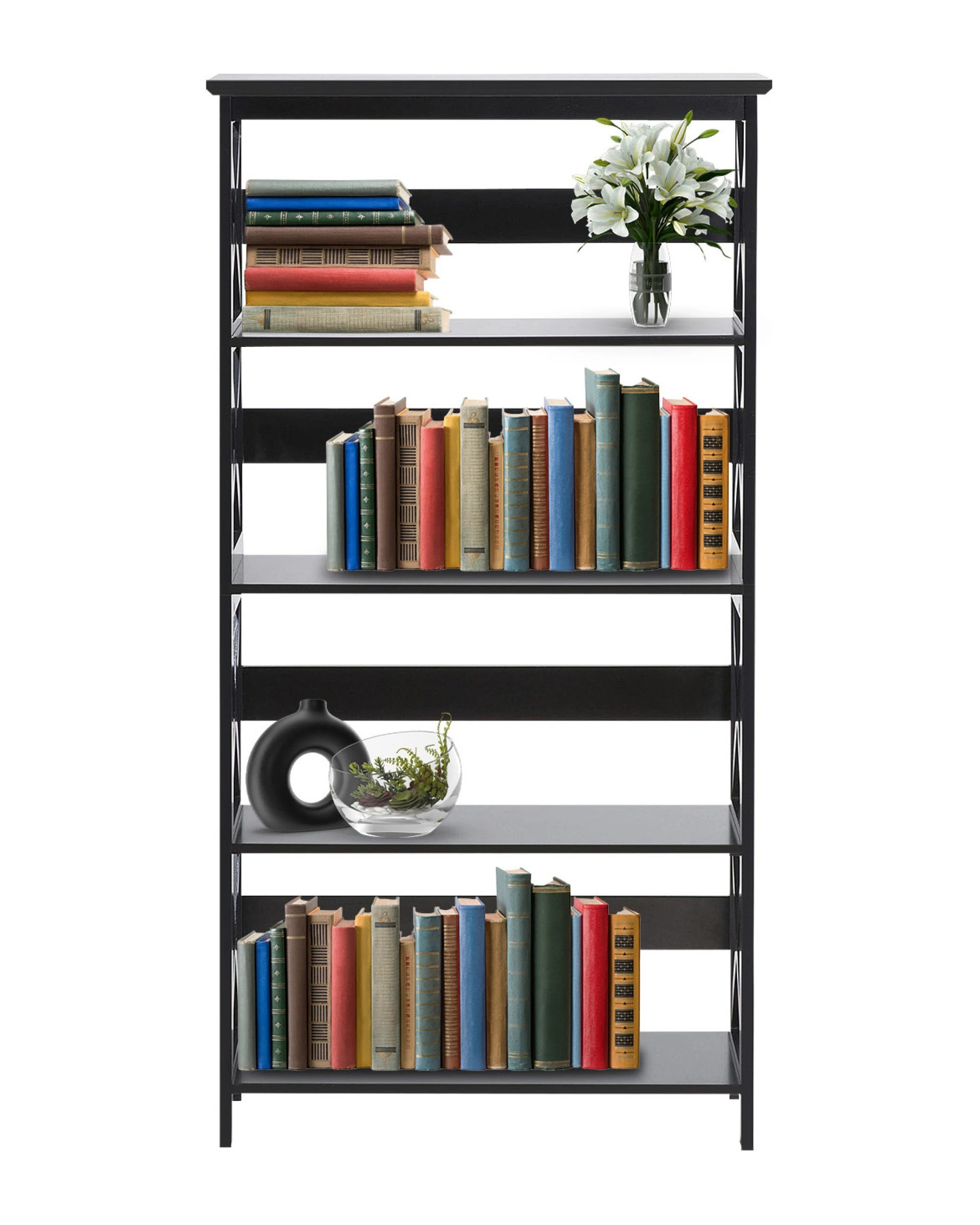 6 Sarantino Daphne 5-tier Cross Panel Bookshelf, 6 of 7
