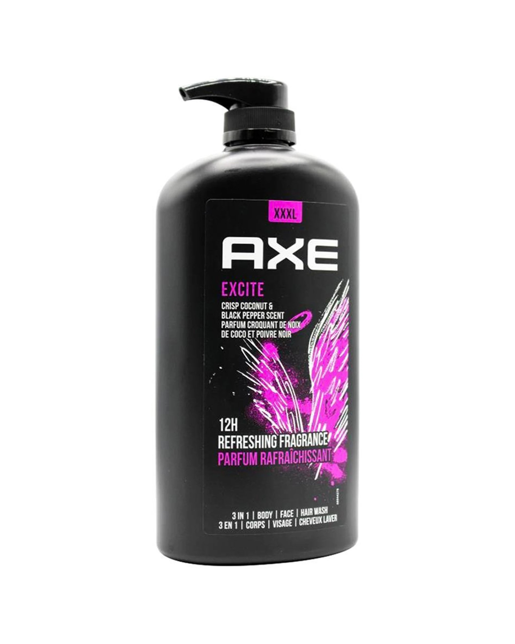 4 Axe Excite 6PK 3-in-1 Body Face Hair Wash 1L Crisp Coconut Pepper Scent - Black, 4 of 4