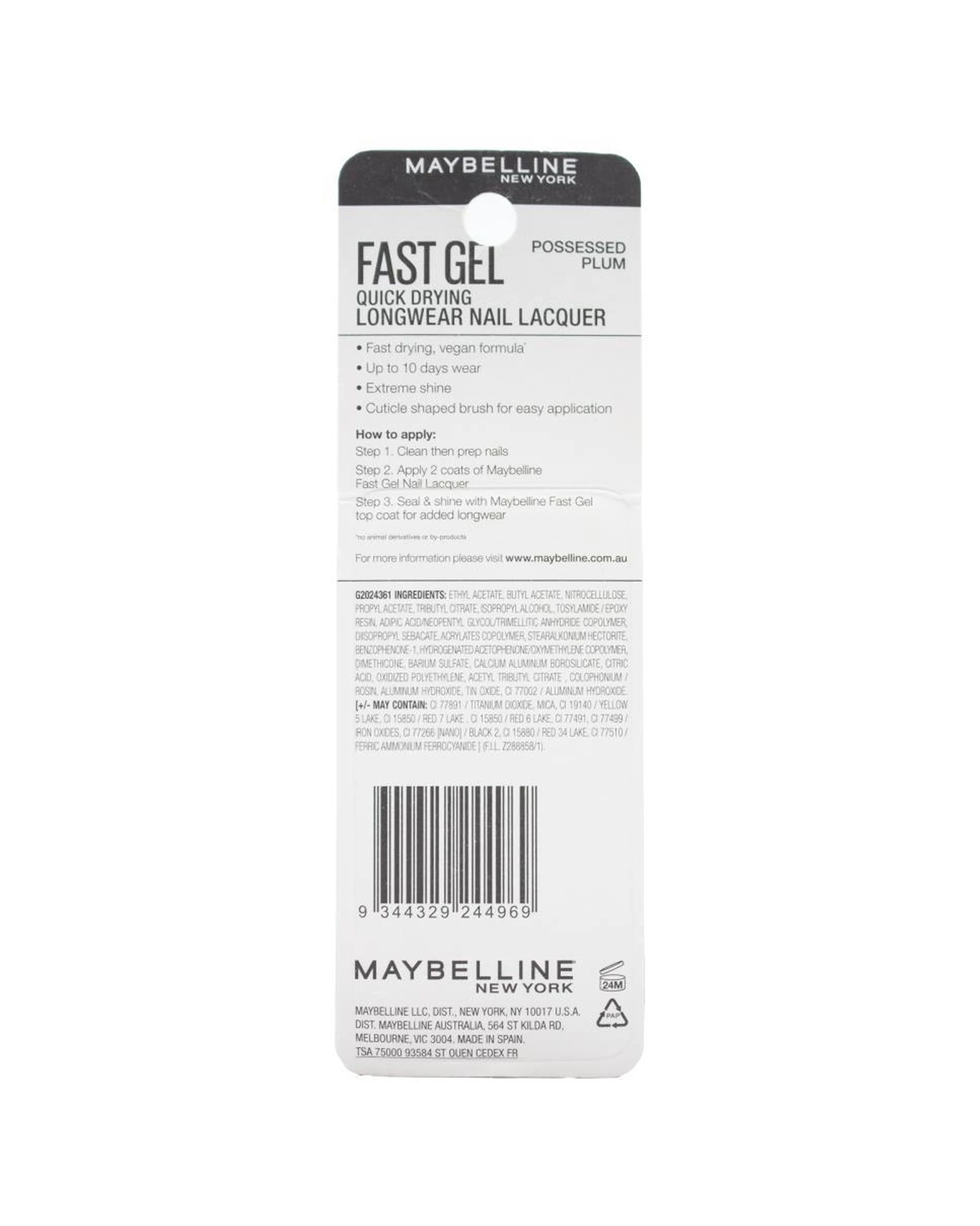 3 Maybelline Nail Lacquer Longwear Fast Gel Possessed Plum 7ml 2PK - Purple, 3 of 3