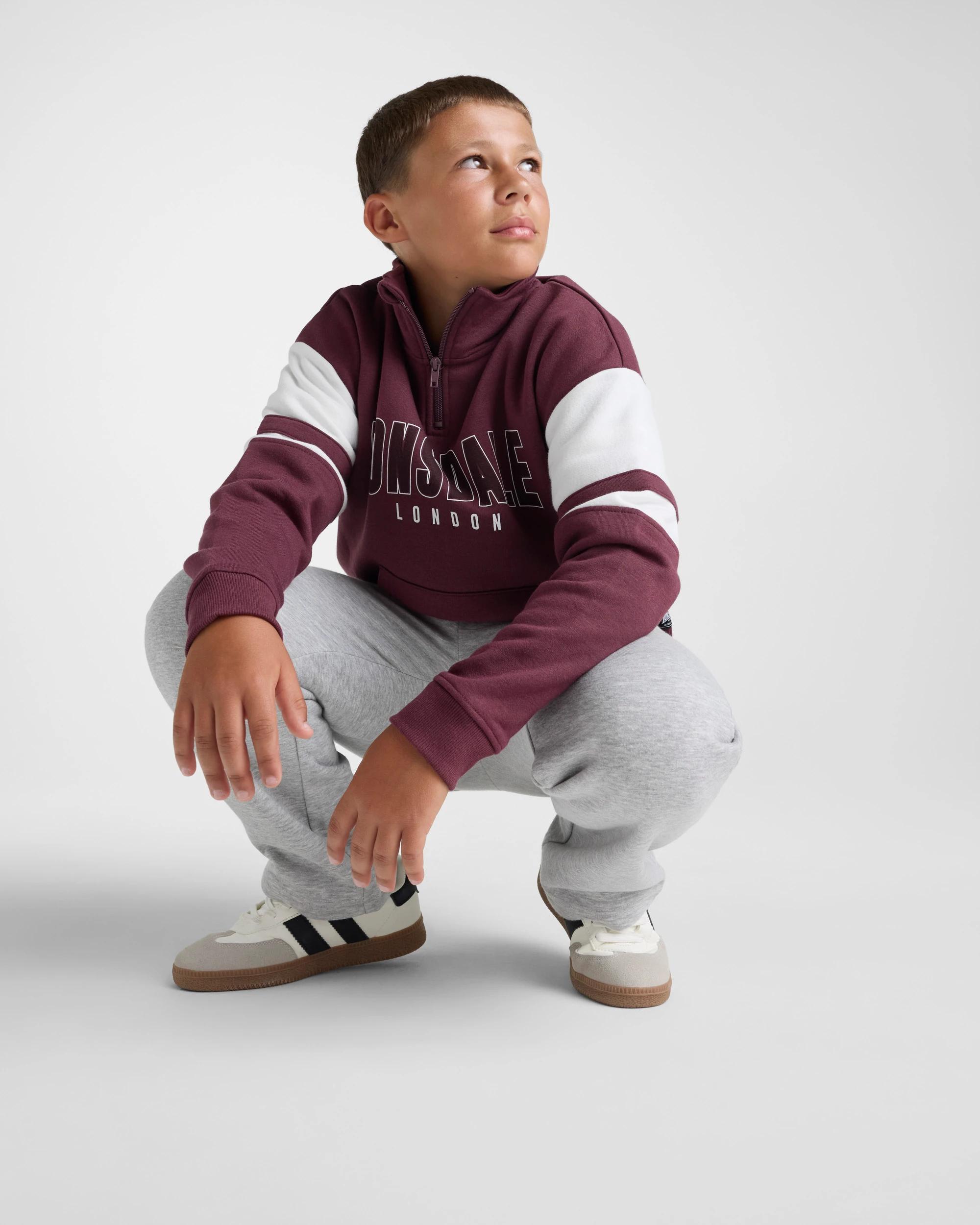 5 Lonsdale London Quarter Zip Jumper BERRY, 5 of 5