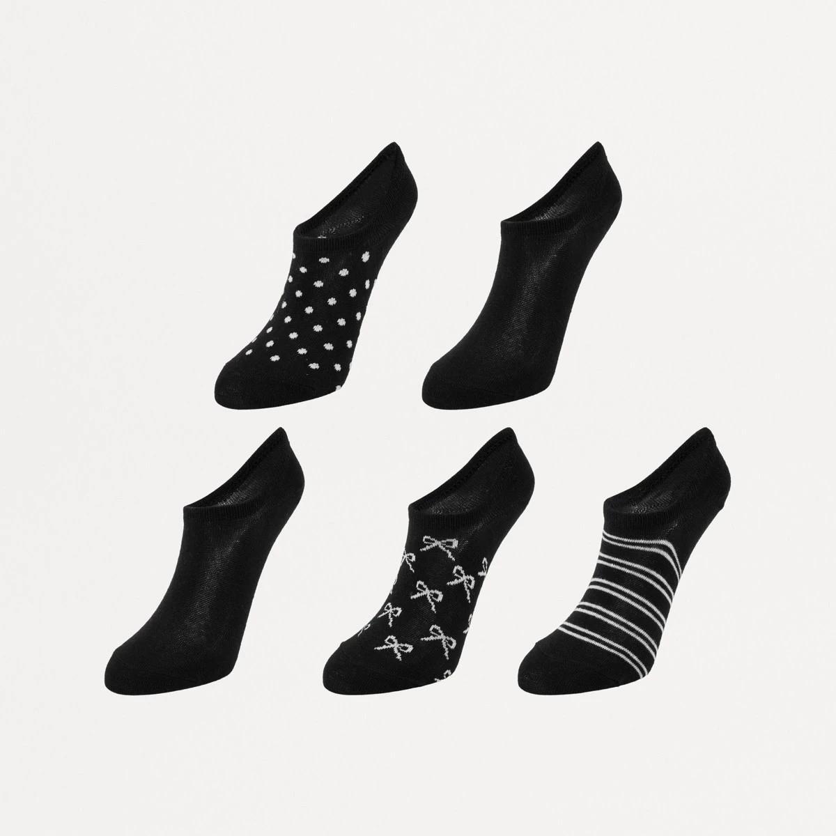 1 5 Pack Jacquard Sneaker Socks BLACK, 1 of 3