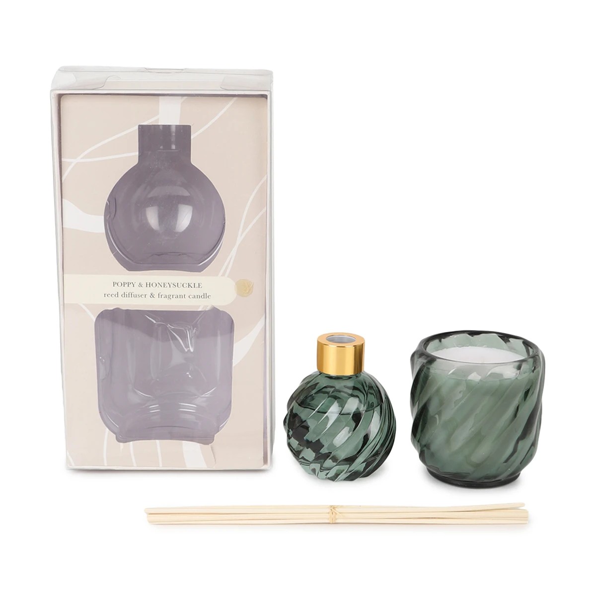 2 Poppy and Honeysuckle Reed Diffuser and Fragrant Candle Set, 2 of 10