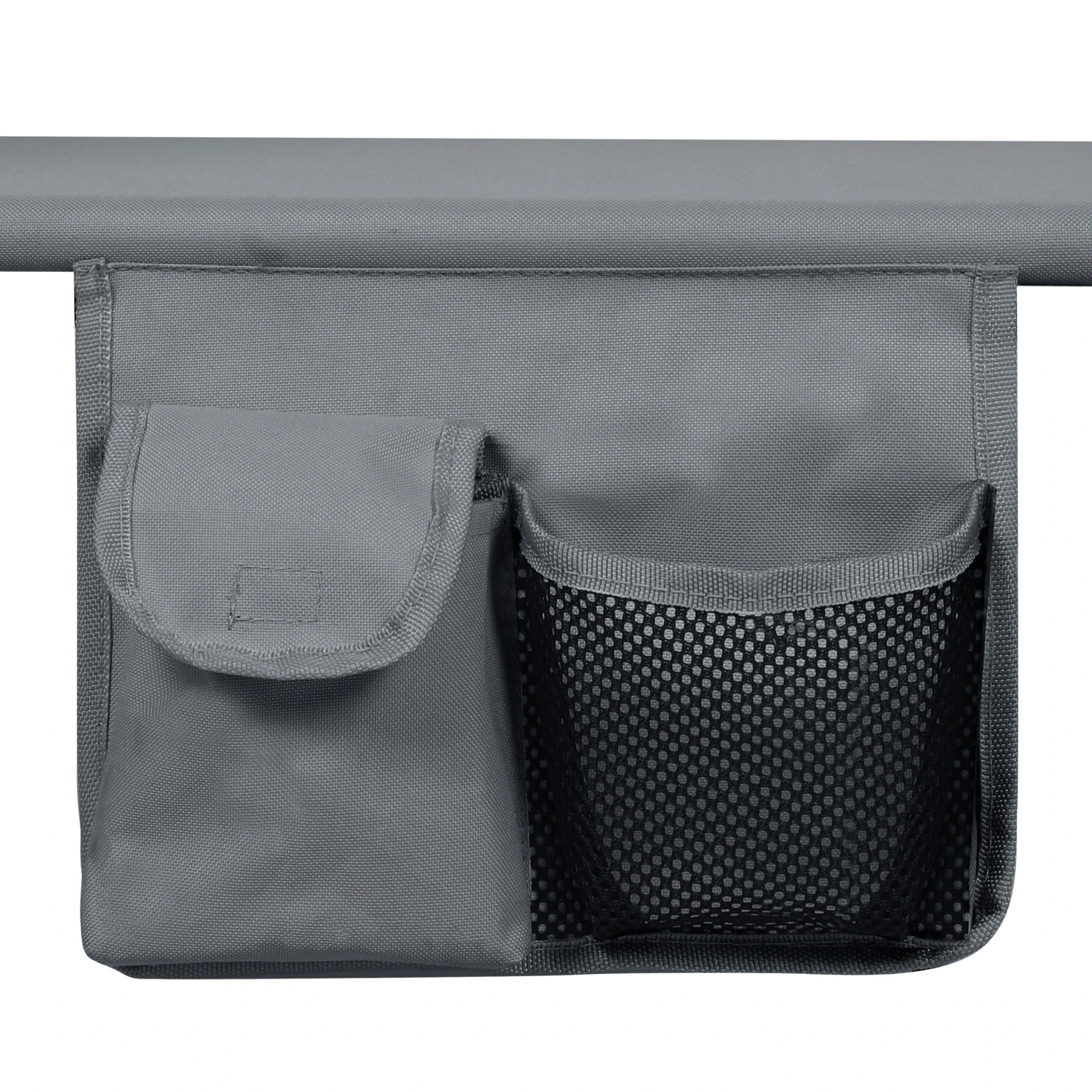4 Levede Reclining Lounge Folding Sun Beach Chair with Canopy - Grey, 4 of 9