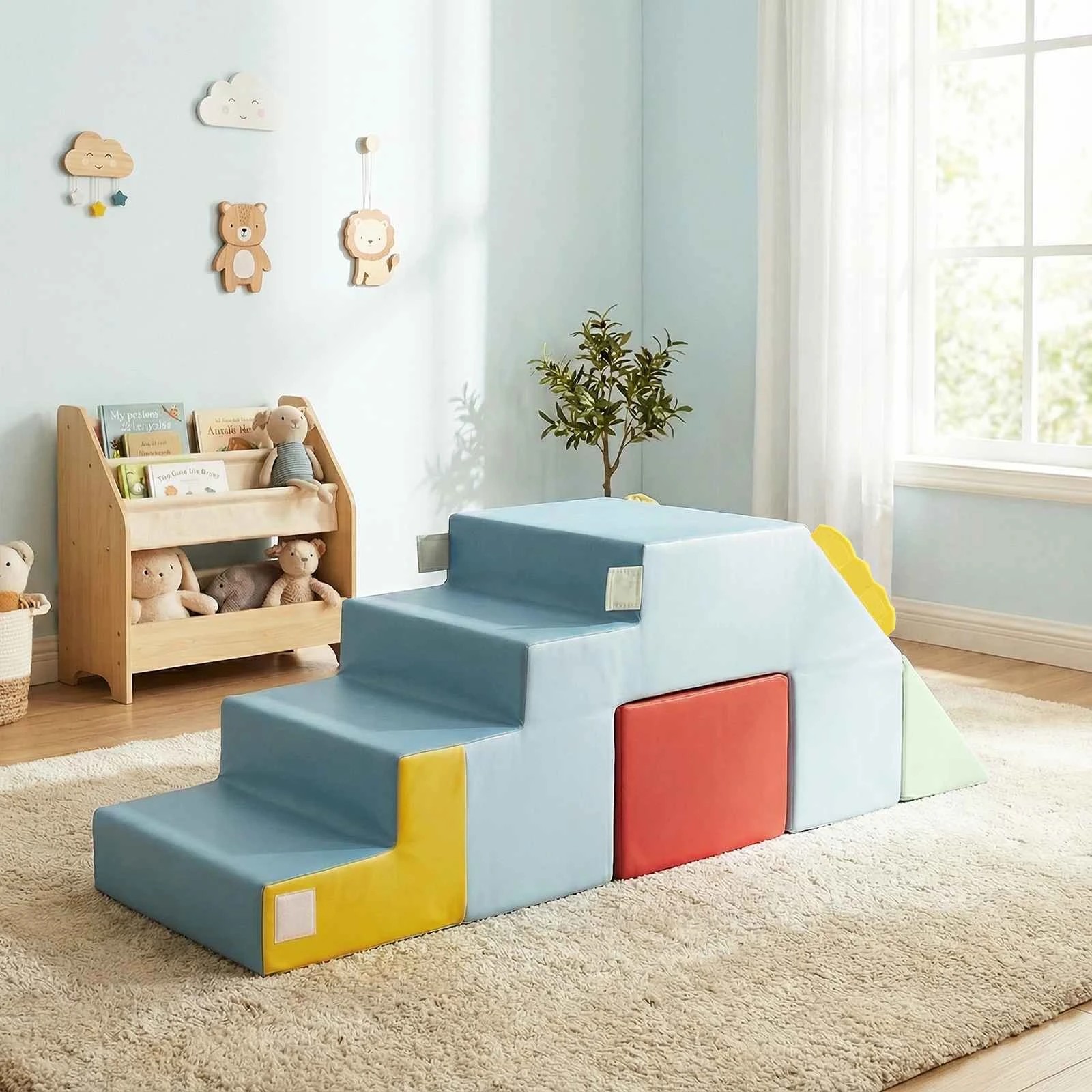 3 Costway Climbing Blocks Soft Foam Playset Climber Slide Stairs Crawl Climb & Sliding - Multi, 3 of 3