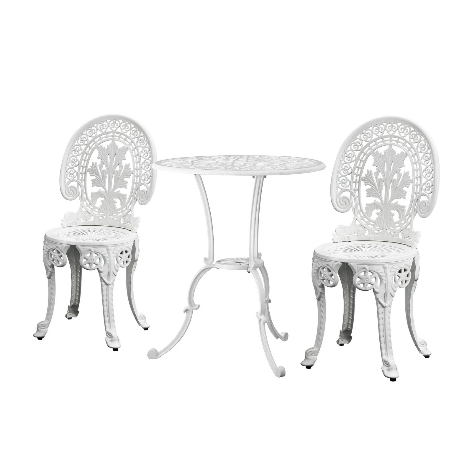 8 Livsip Outdoor Bistro Setting Cast Aluminium Table And Chair 3pcs Patio Set
 - White, 8 of 10