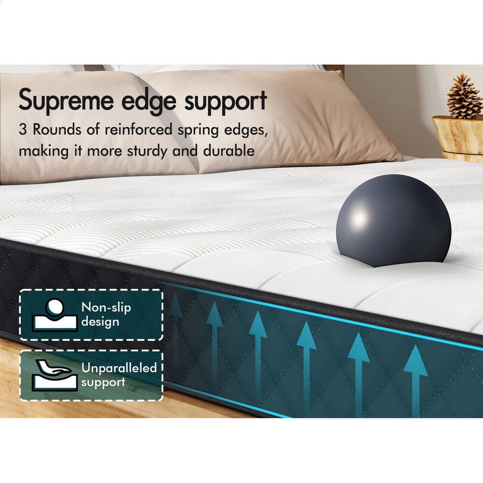 9 Alfordson Mattress 15CM Tight Top Spring Foam Bedding Medium Firm - Queen Bed, 9 of 10