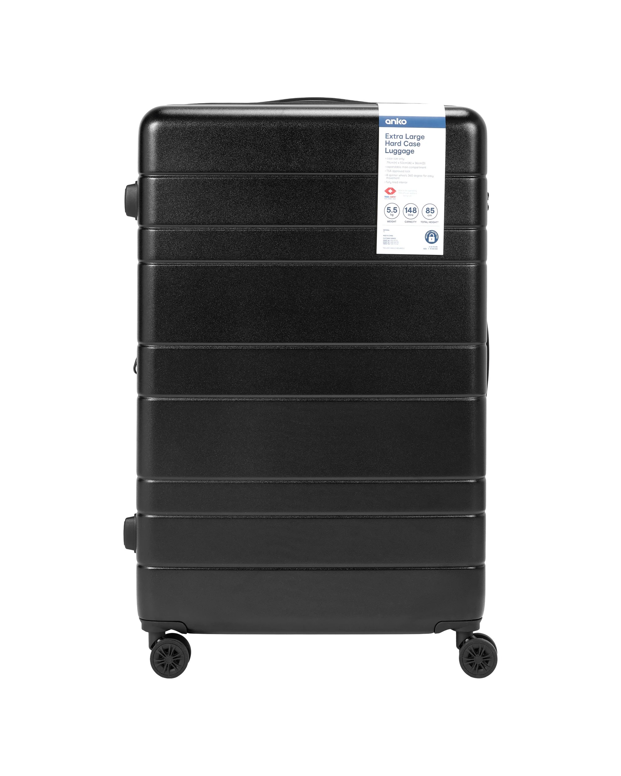 8 79cm Extra Large Hard Case Luggage - Black, 8 of 8
