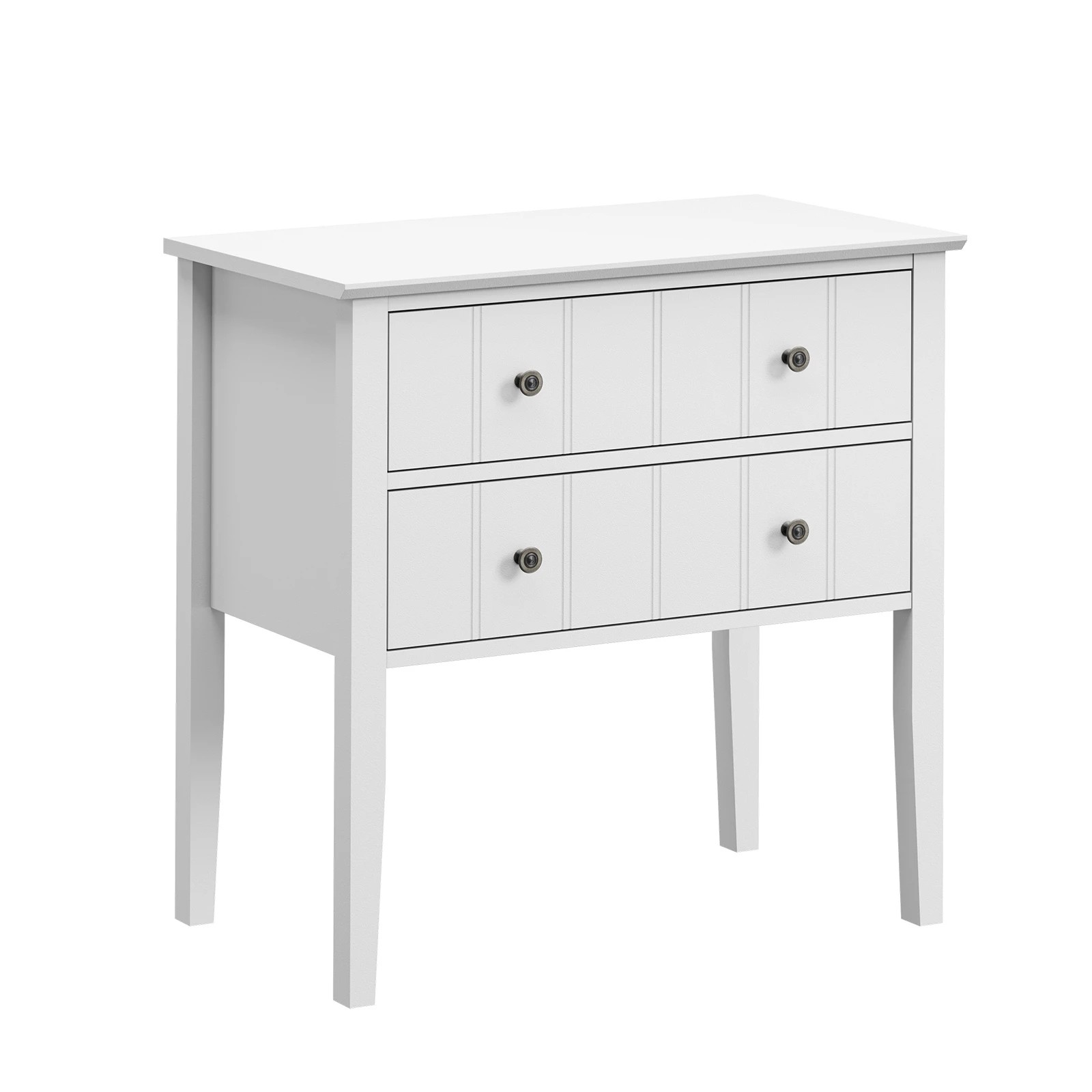 Oikiture Bedside Table 2 Drawer Farmhouse - White - Kmart