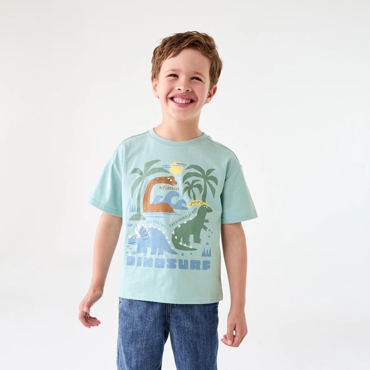 1 Chest Print T-shirt DINOSURF DUSTY EGGSHELL, 1 of 6