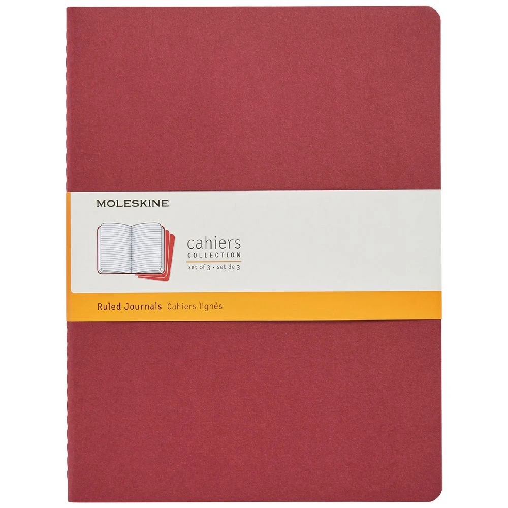 1 Moleskine Cahier Extra Large Notebook Ruled 3 Pack Red, 1 of 4