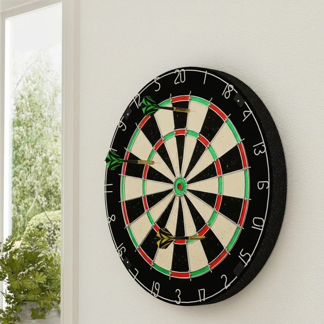 3 18" Dartboard Dart Board with Steel Darts Competition Party Game - Brown, 3 of 4