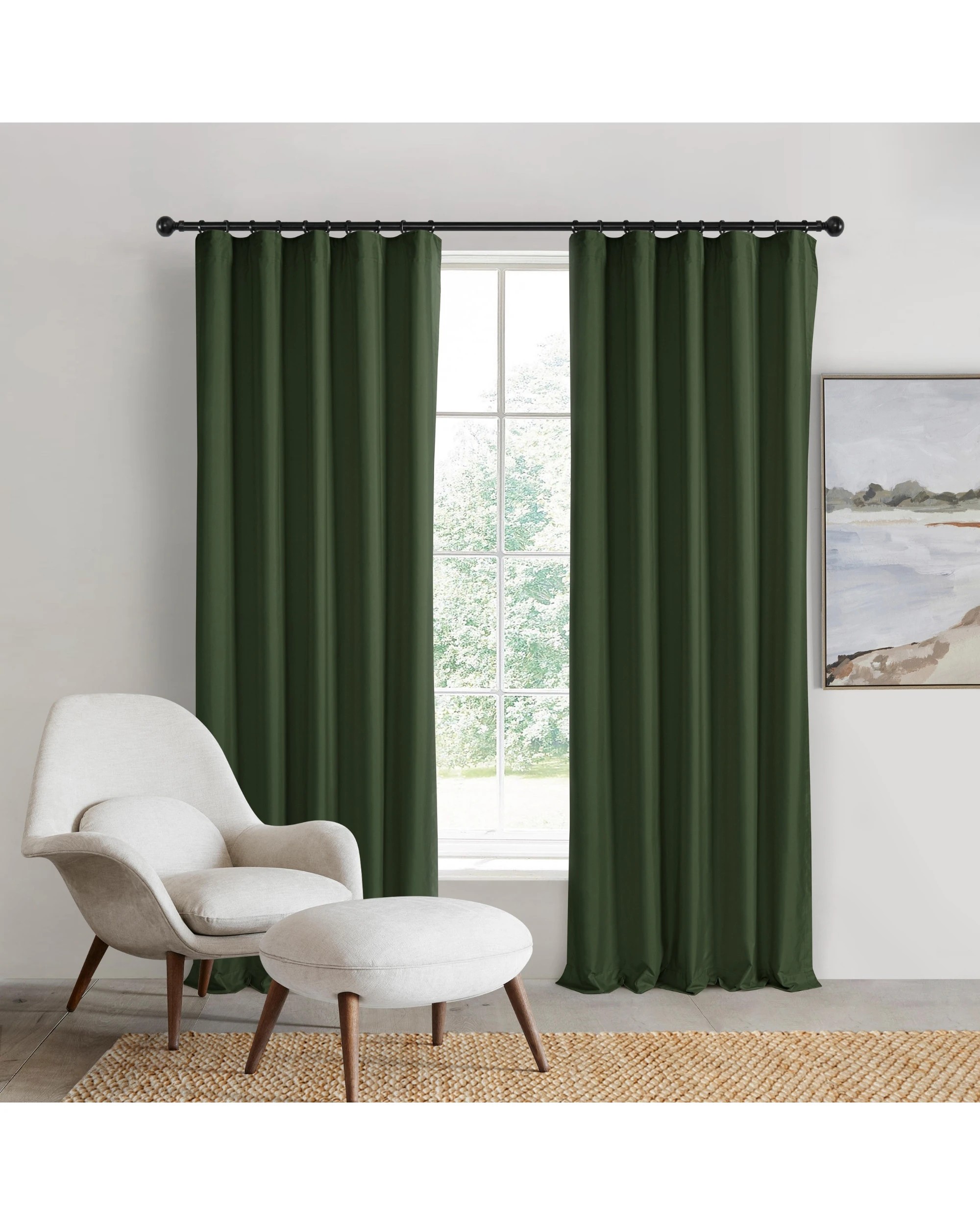 1 Sherwood Home Orlando Blockout Multi Header Curtain Pair 140x223cm - Pine, 1 of 8