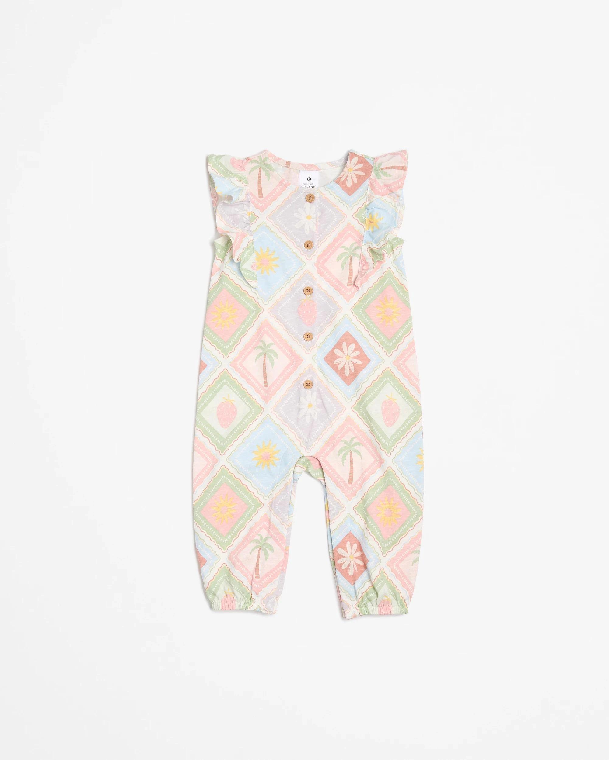 2 Target Baby Girls Organic Cotton Jersey Print Jumpsuit TIDAL BLUE SUNNYDAZE, 2 of 4