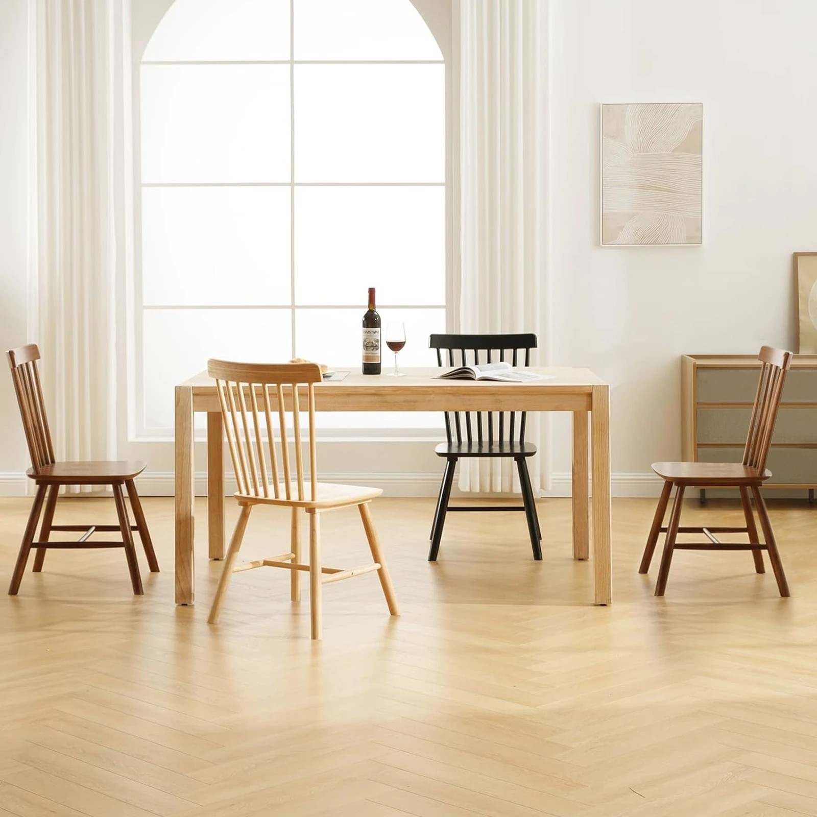 9 Alfordson 2x Dining Chairs Kitchen Lounge Cafe Retro Solid Wood Modern - Black, 9 of 10