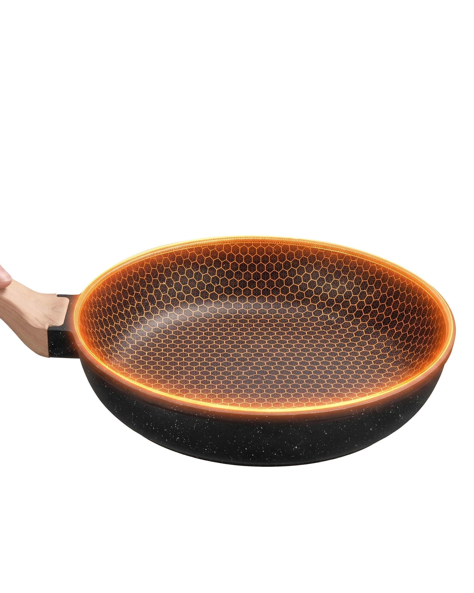 8 ZUNI 3PCS Nonstick Cookware Frying Pan Set Stainless Steel Base Black, 8 of 9