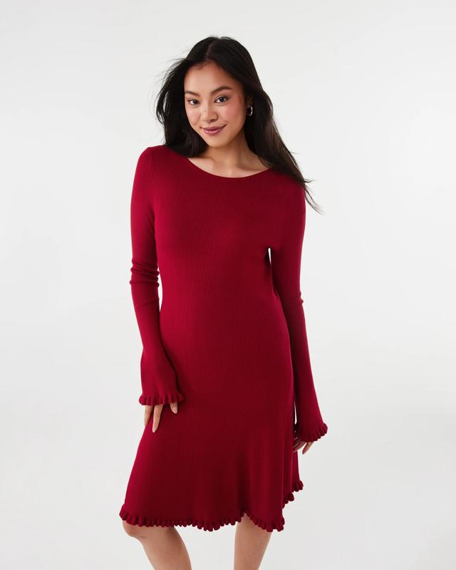 Long Sleeve True Knit Frill Detail Mini D