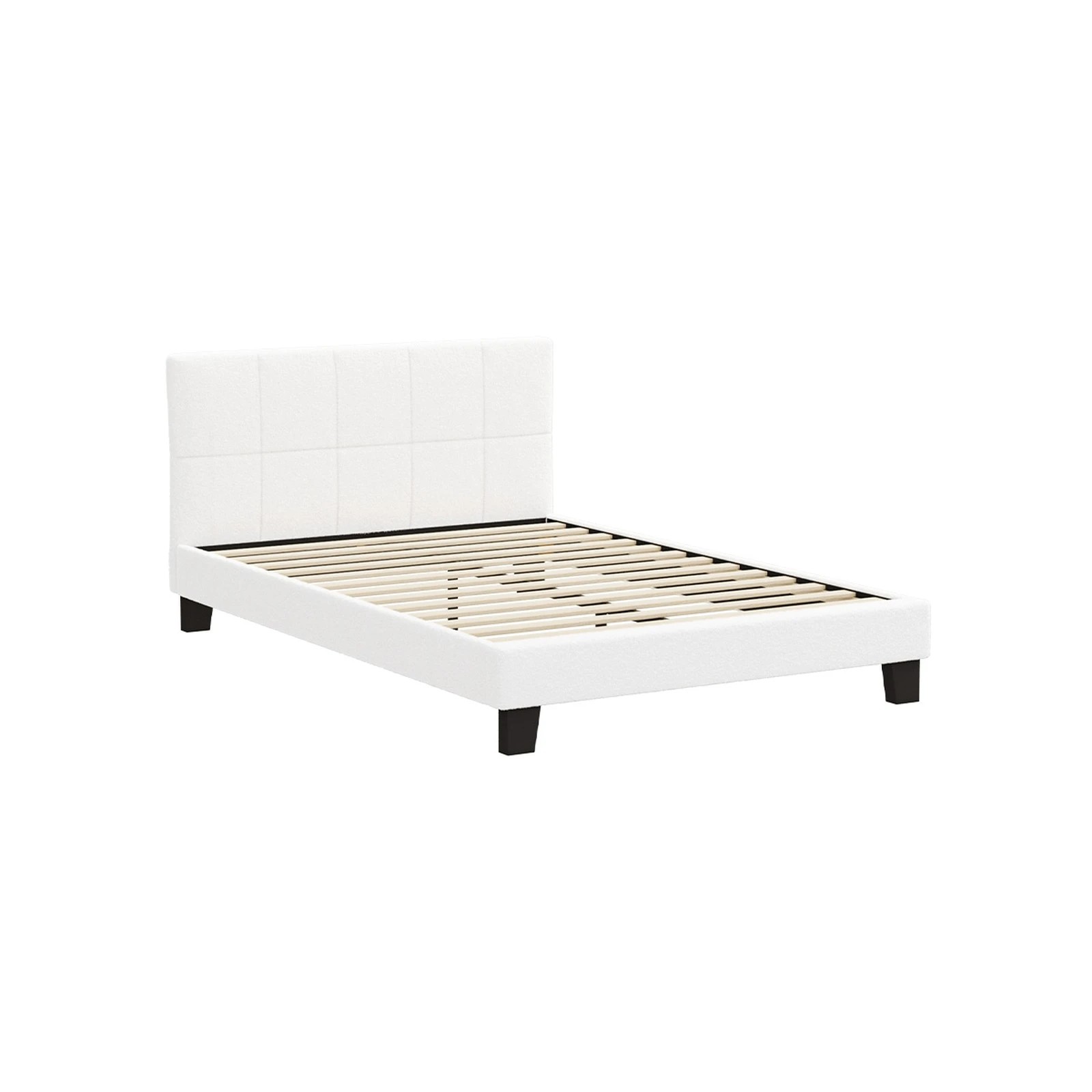 1 Oikiture Bed Frame Double Size Base White Boucle Tofu
 - White, 1 of 10