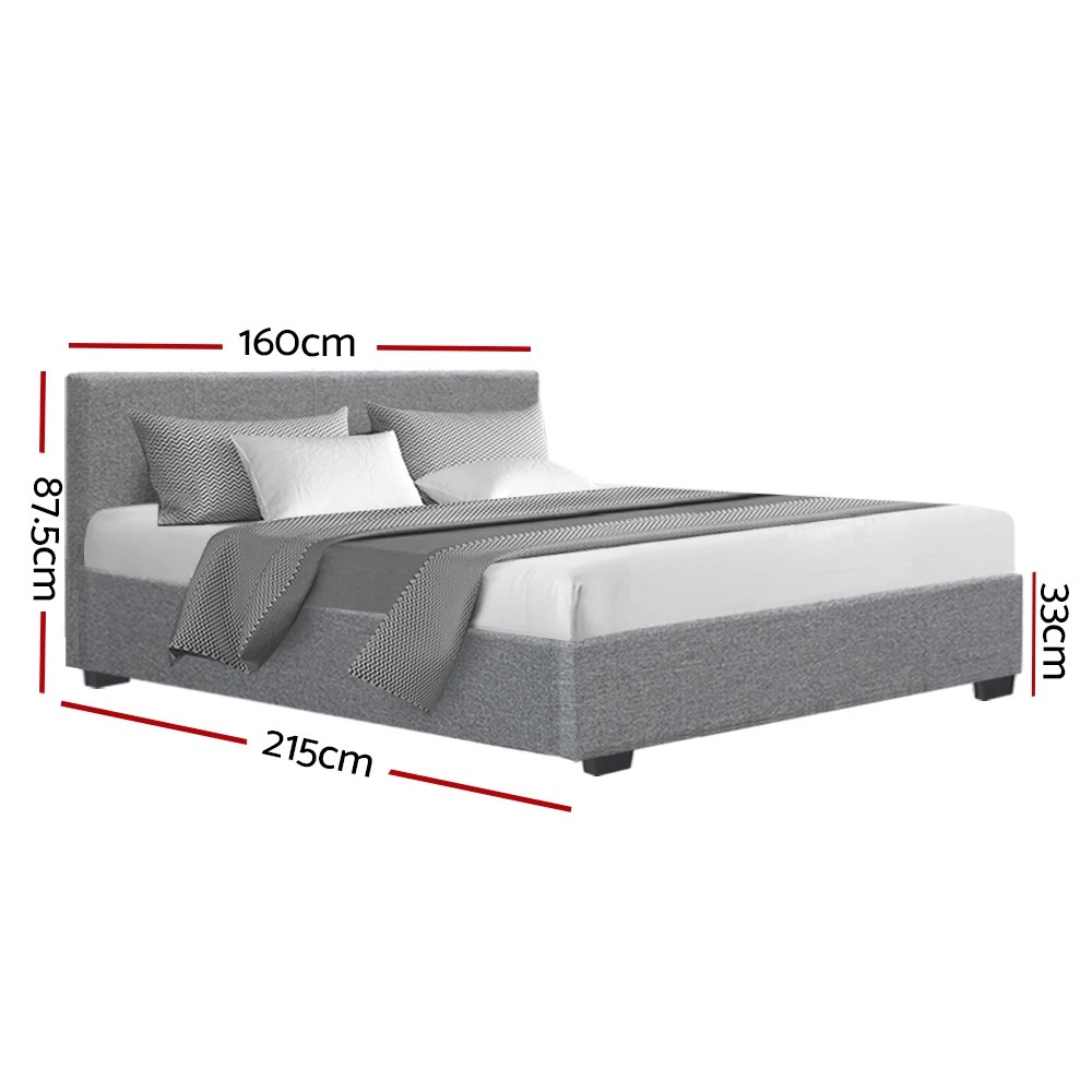 2 Artiss Bed Frame Queen Size Gas Lift  NINO - Grey, 2 of 10