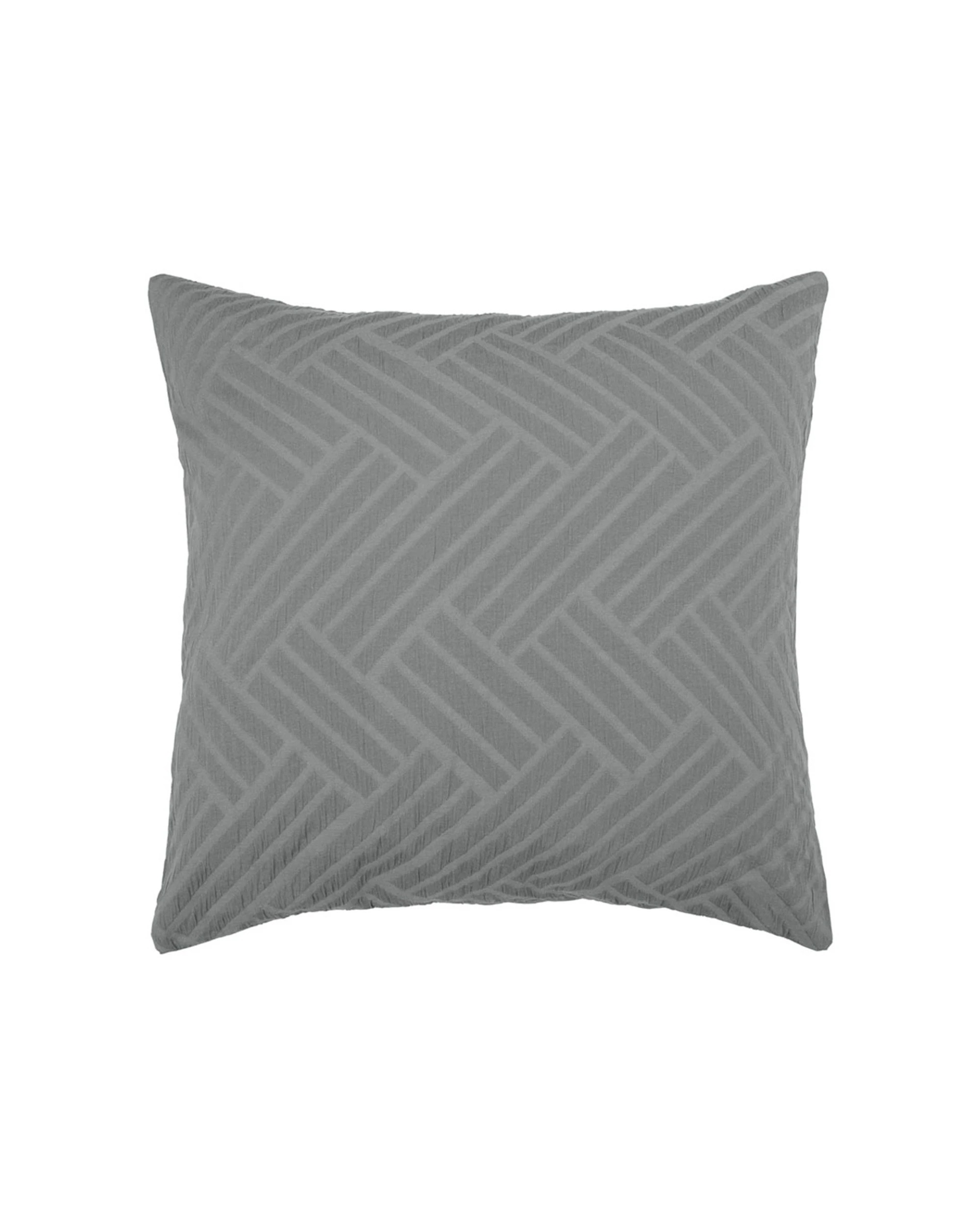 1 Bambury Panama Jacquard European Pillowcase Steel Home Bedding 65x65cm - Grey, 1 of 4