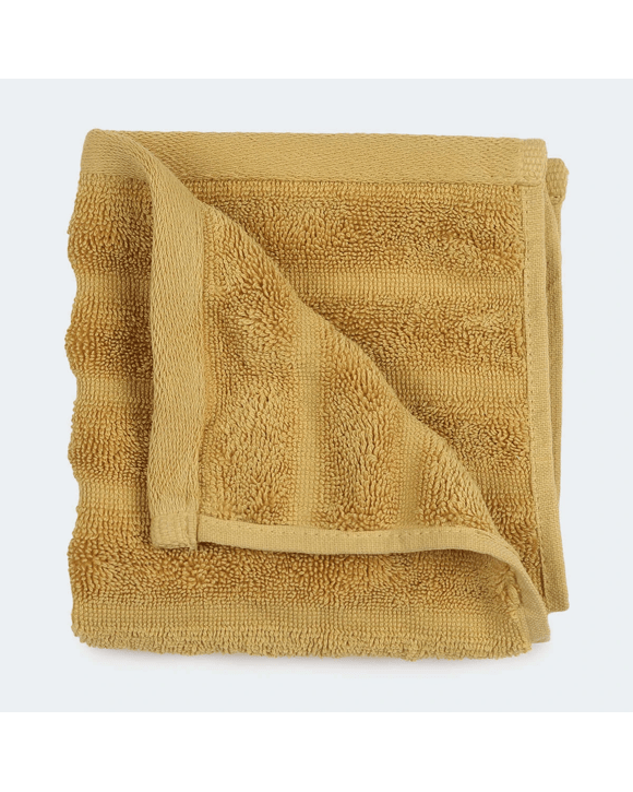 Thick Ribbed Cotton Face Washer - Mustard