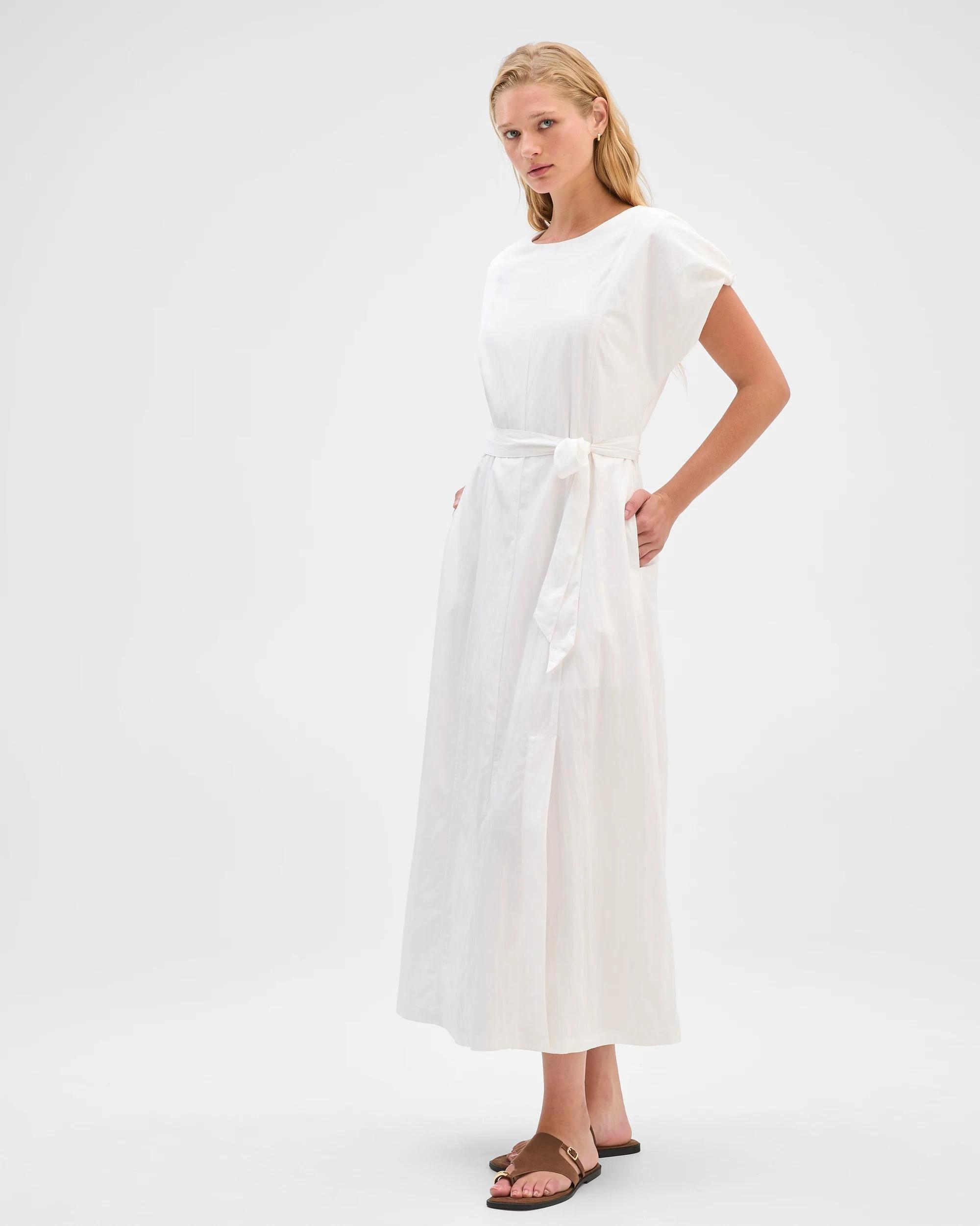 2 Preview Split Detail Midi Dress CLOUD DANCER, 2 of 7