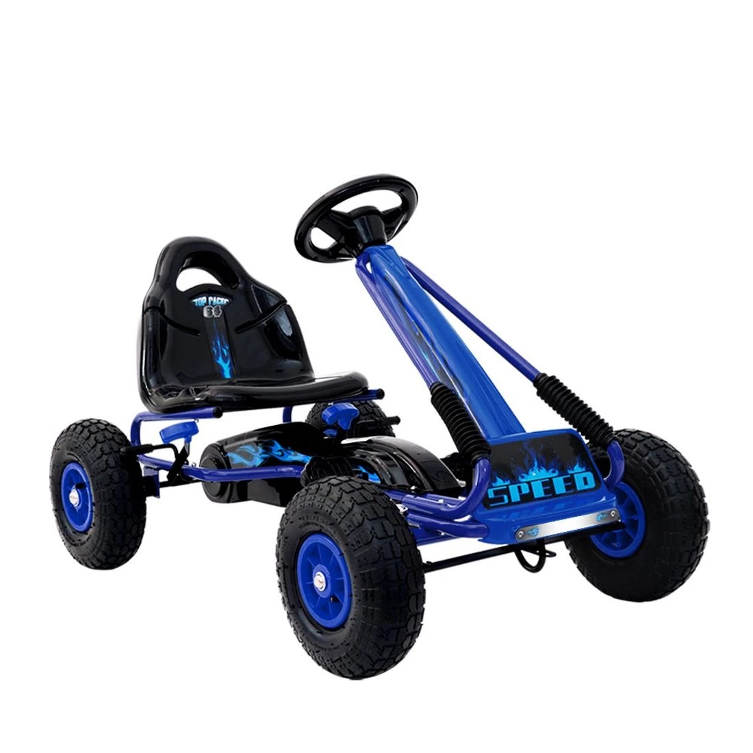 1 Rigo Kids Pedal Go Kart Ride On Toys Racing Car Rubber Tyre - Blue, 1 of 7