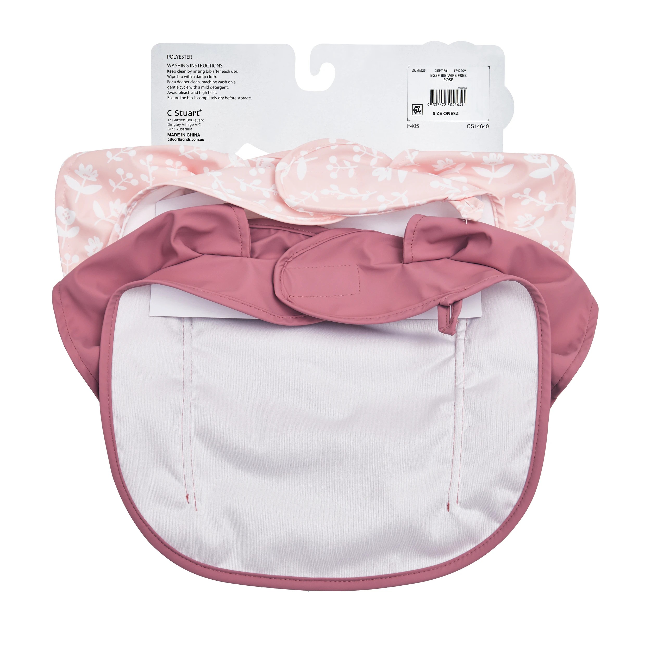 2 Big Softies 2 Pack Recycled pouch bibs wipe free Rose, 2 of 5