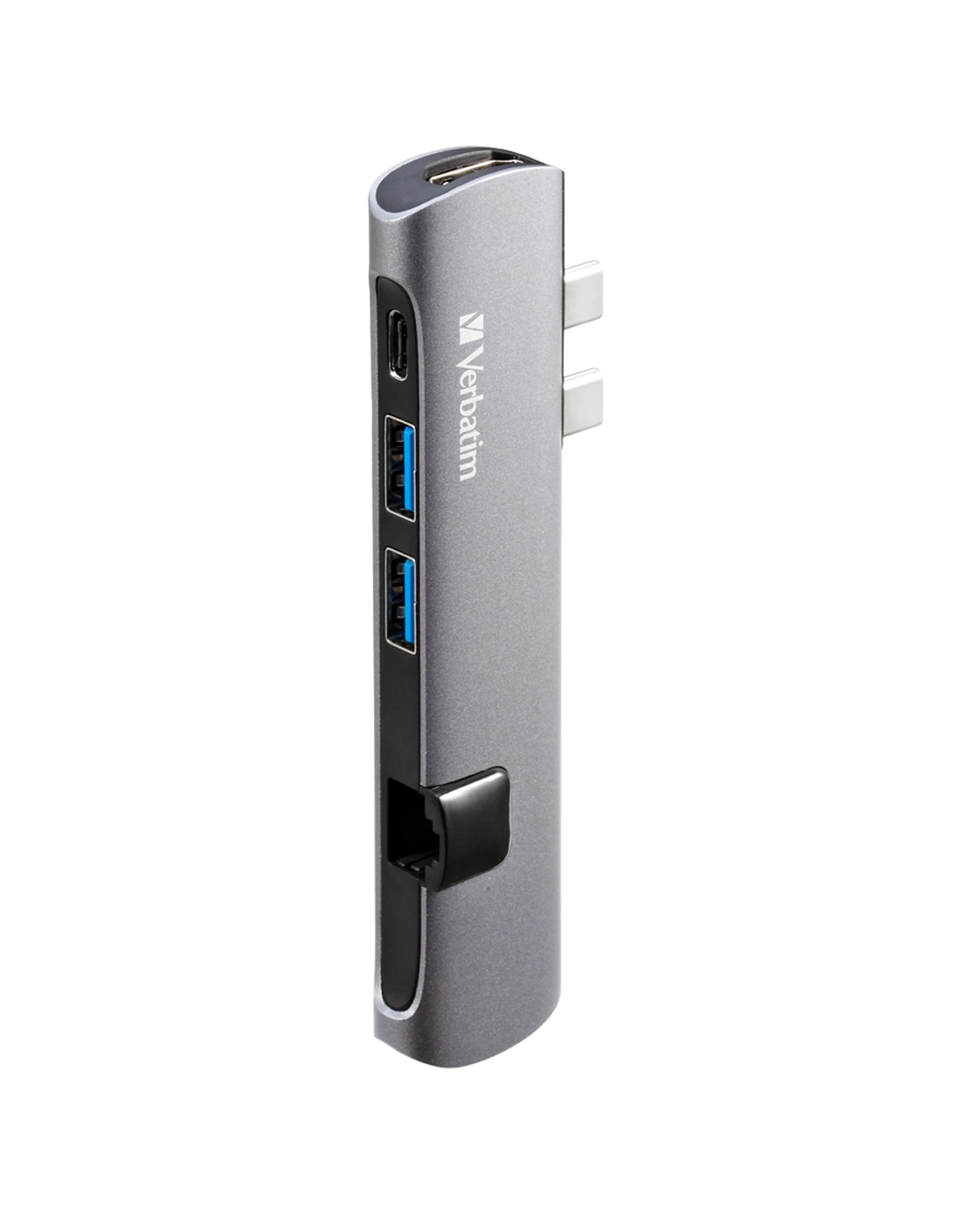 2 Verbatim Dual USB-C to HDMI RJ45 USB 3.0 Hub - Grey, 2 of 3