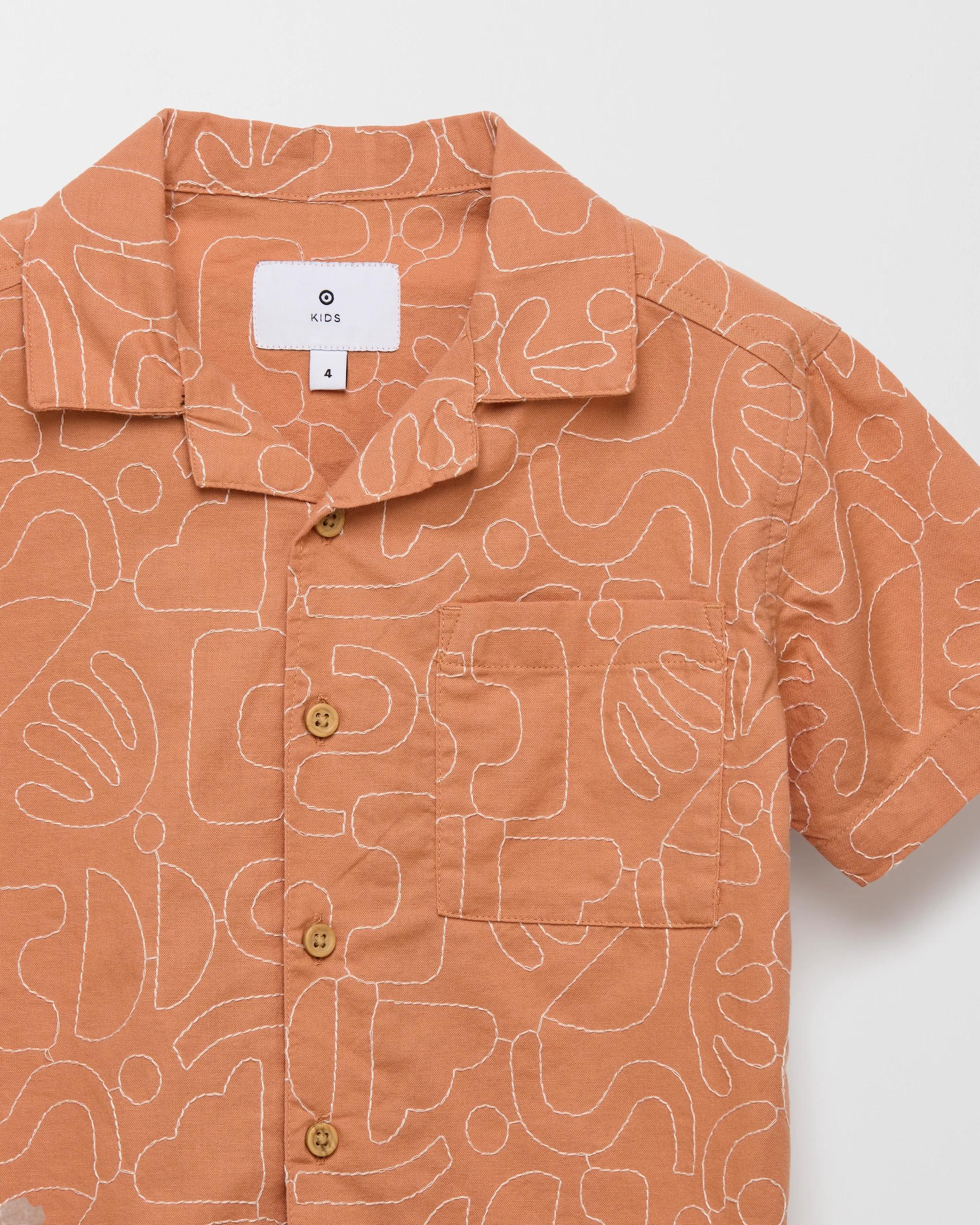 2 Target Short Sleeve Textured Cotton Embroidery Shirt TOASTED NUT, 2 of 2