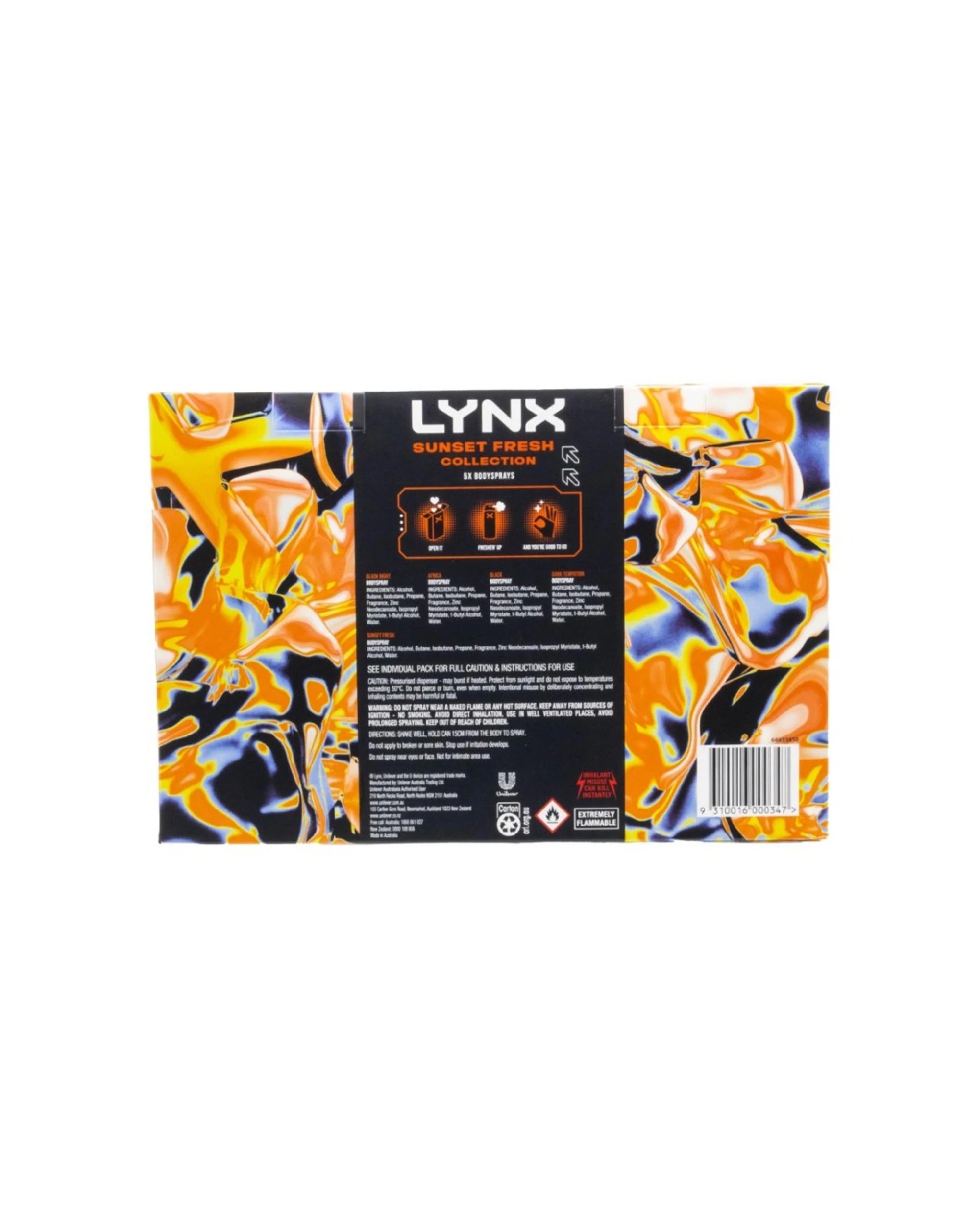 2 Lynx 2pk 5pc Body Spray Variety Set Sunset Fresh Collection 165ml - Multi, 2 of 3