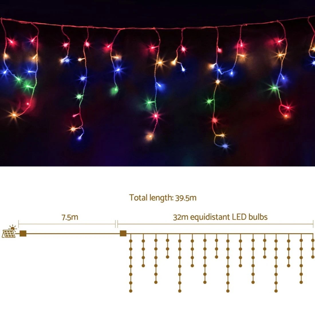 1 Jingle Jollys 32m Christmas Lights Icicle String Light 960 Led Durable Space Saving Modern Decor Easy Assembly - Multi, 1 of 7