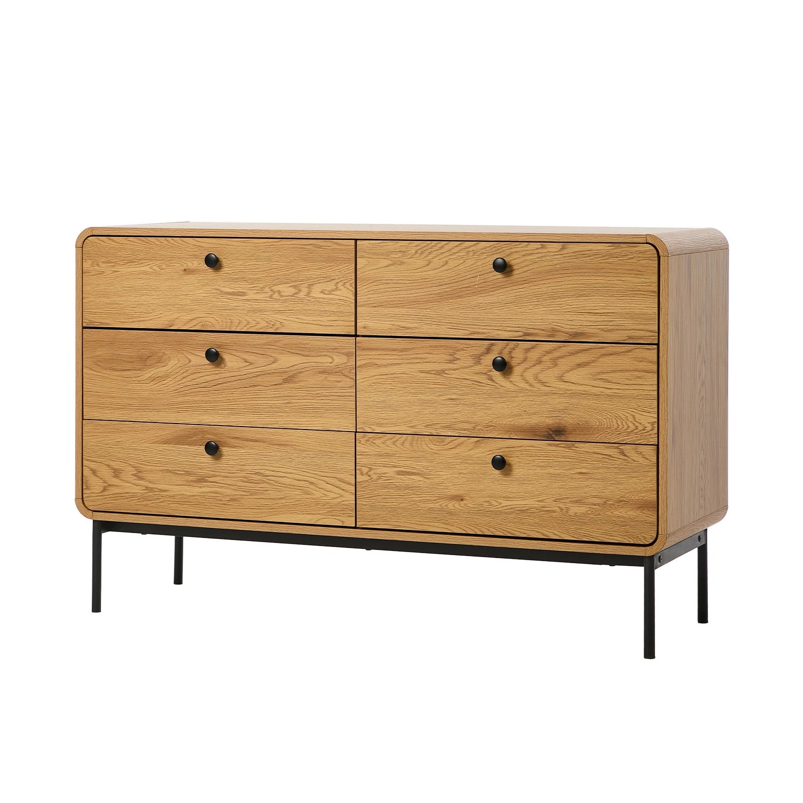 1 Oikiture 6 Chest of Drawers Tallboy Storage Cabinet Dresser - Natural, 1 of 9