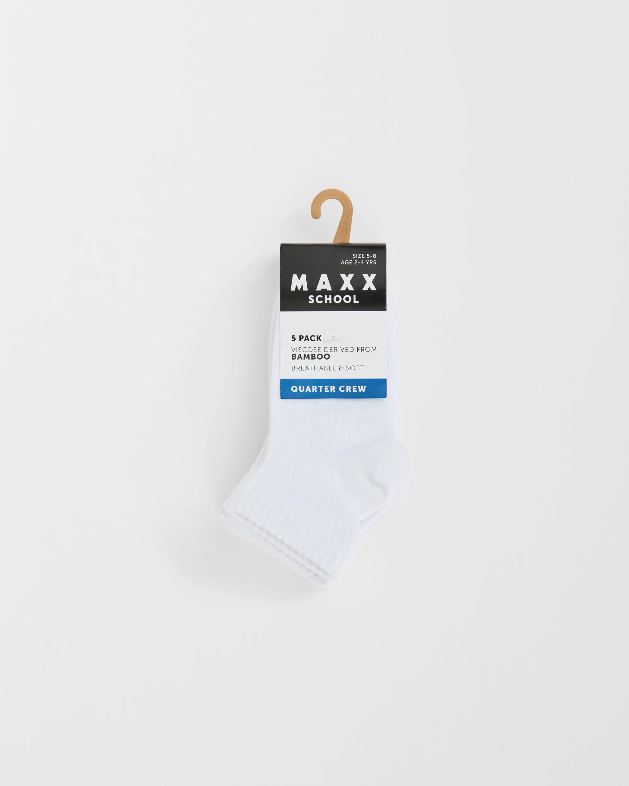 3 Maxx Bamboo Rich 5 Pack School Quarter Crew Socks WHITE, 3 of 3