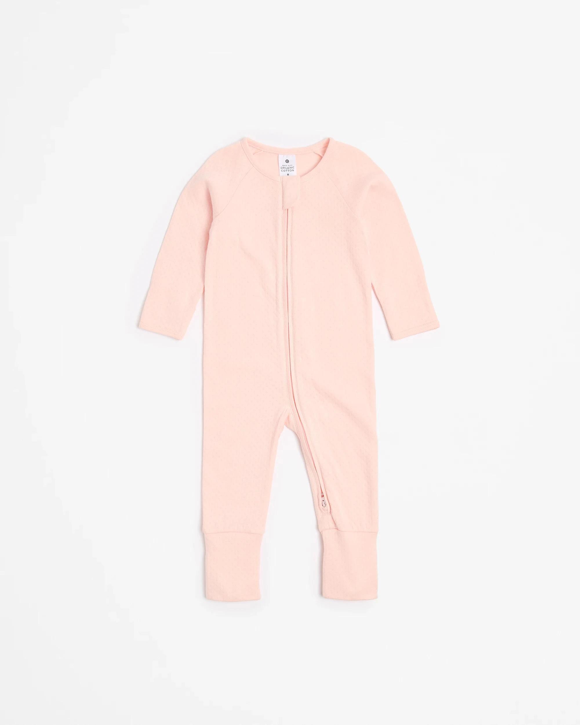 1 Target Organic Cotton Baby Pointelle Zip Coverall PINK, 1 of 3