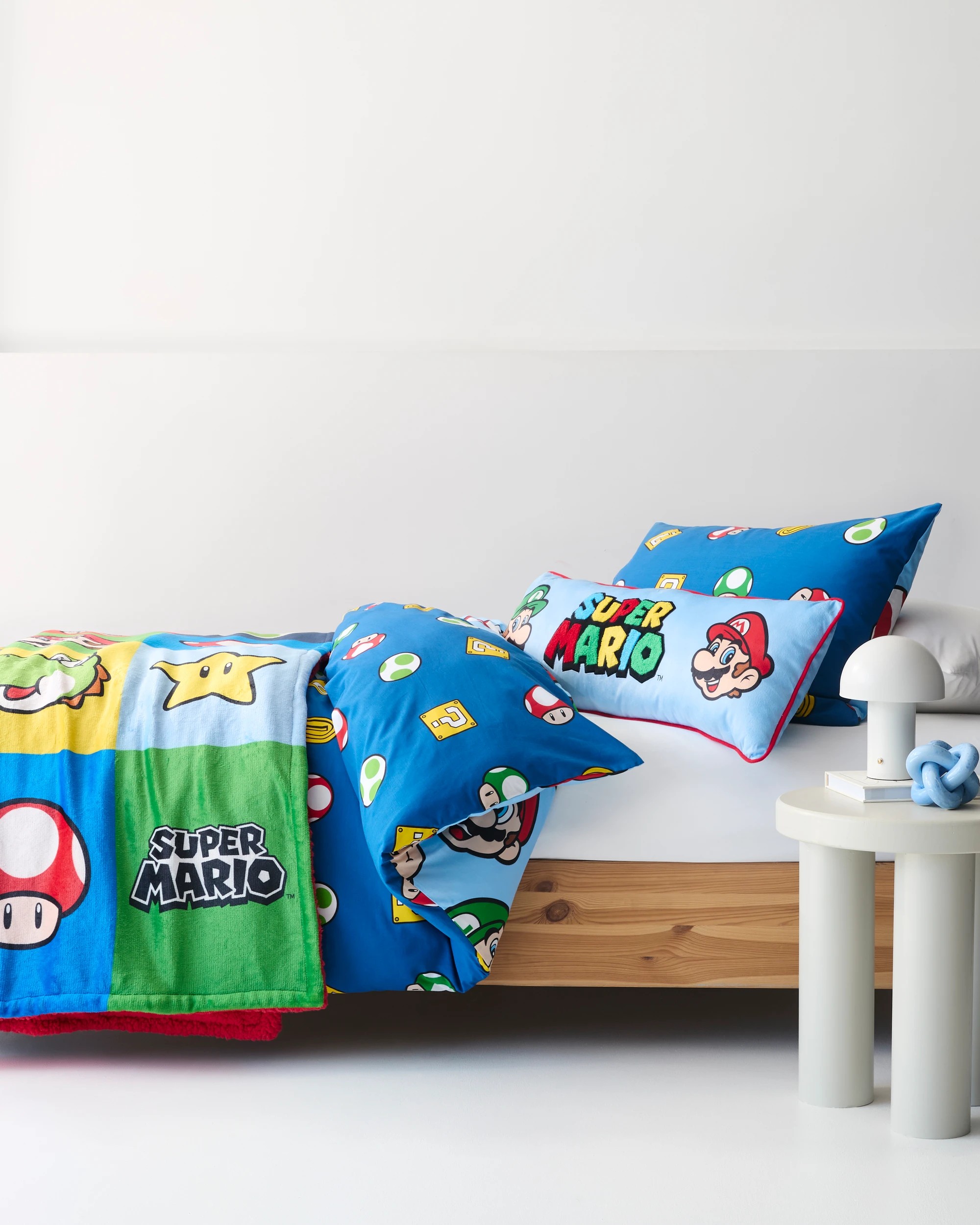 2 Super Mario Cotton Kids Quilt Cover Set - Queen Bed - Blue, 2 of 10