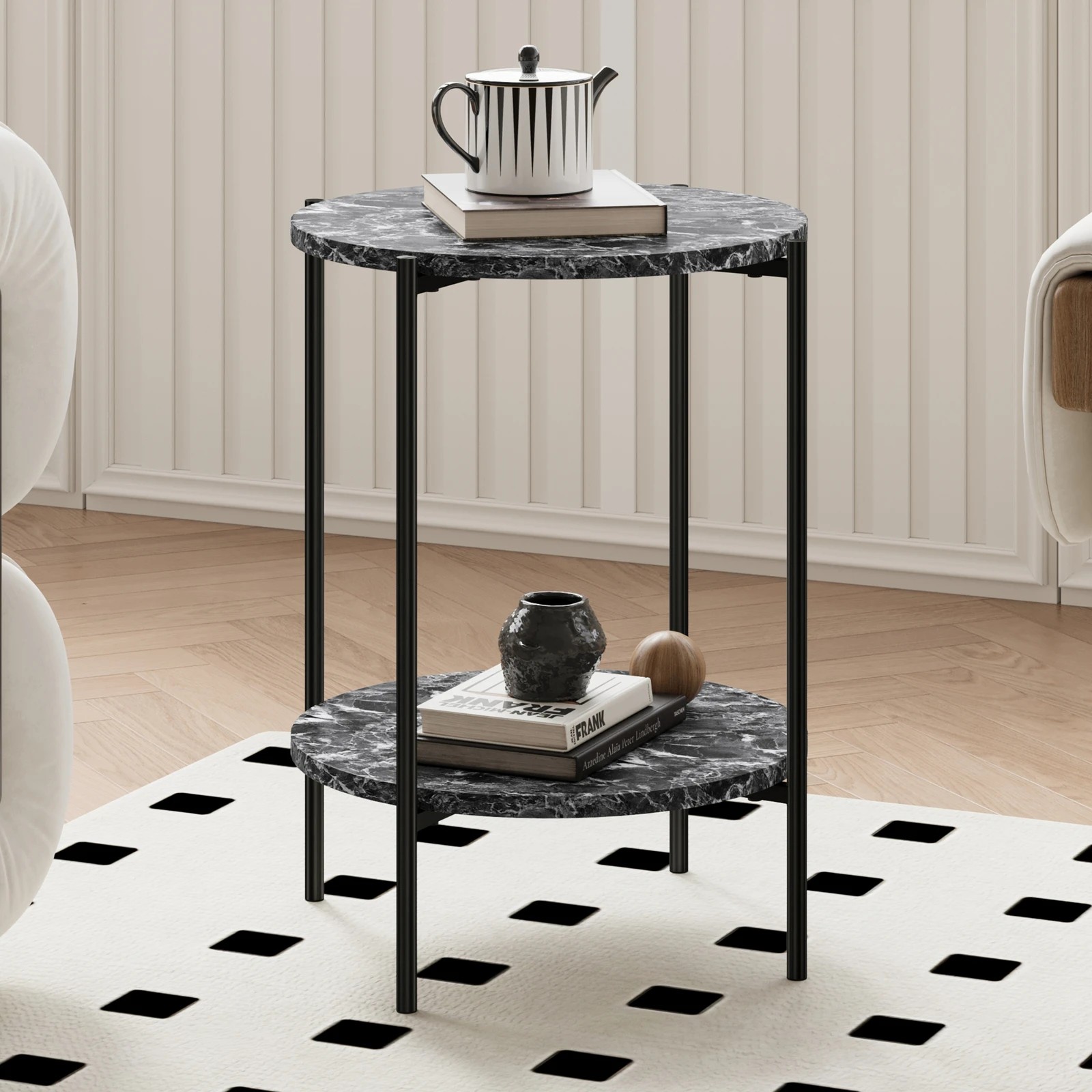 3 Alfordson Side Table Bedside Table Sofa End Nightstand - Grey, 3 of 10